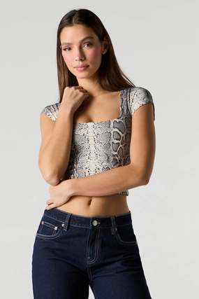 Contour Square Neck Cap Sleeve Top