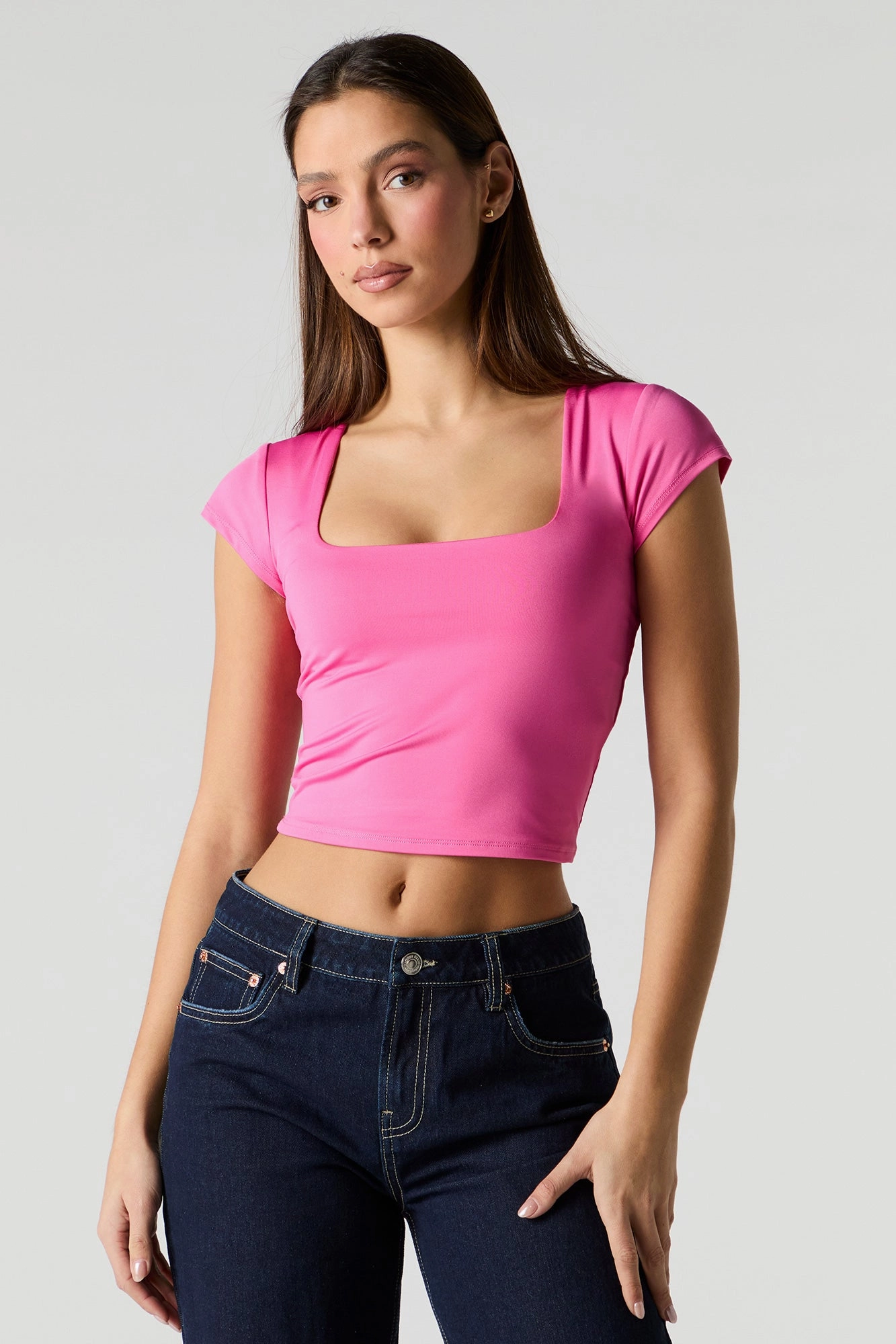 Contour Square Neck Cap Sleeve Top
