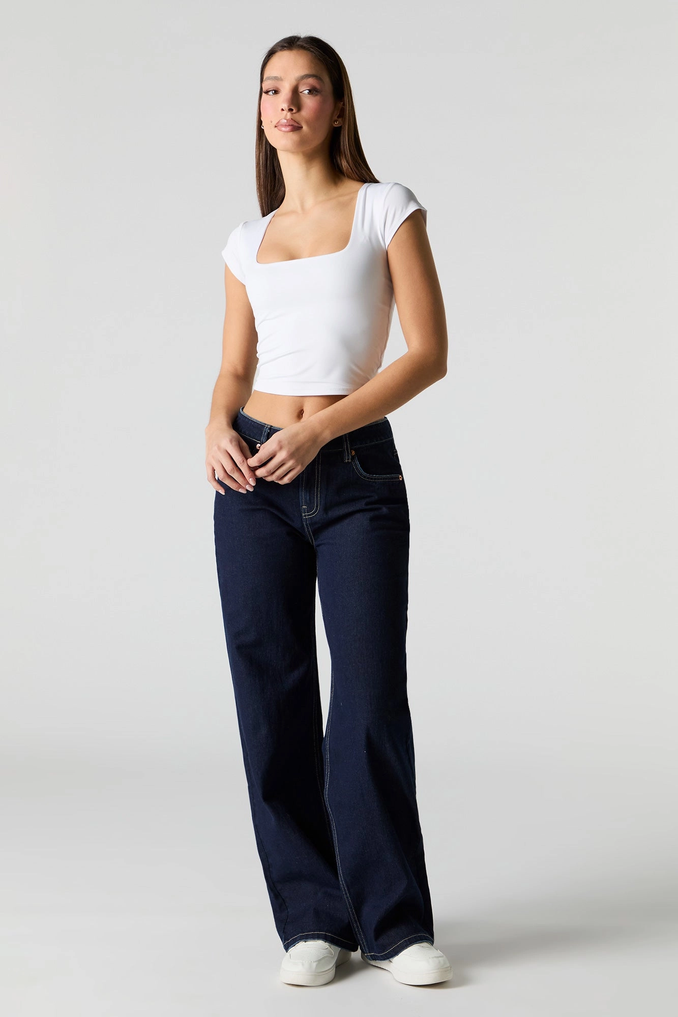 Contour Square Neck Cap Sleeve Top