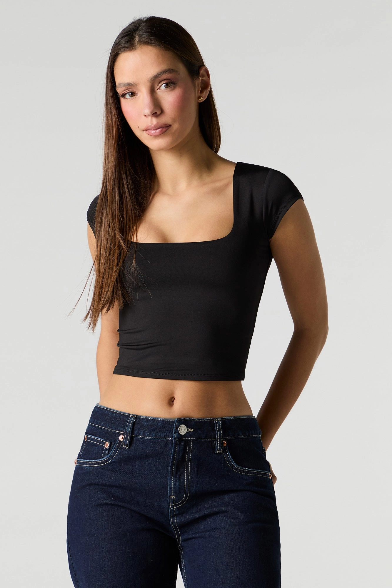 Contour Square Neck Cap Sleeve Top