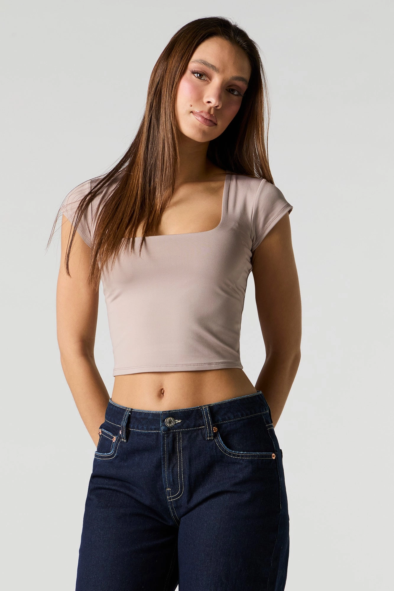 Contour Square Neck Cap Sleeve Top