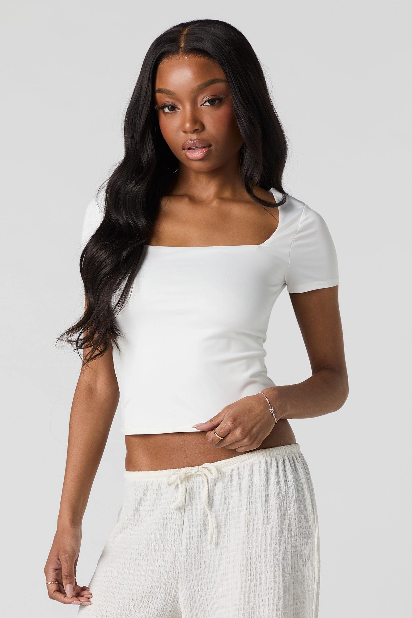 Contour Square Neck Short Sleeve Top