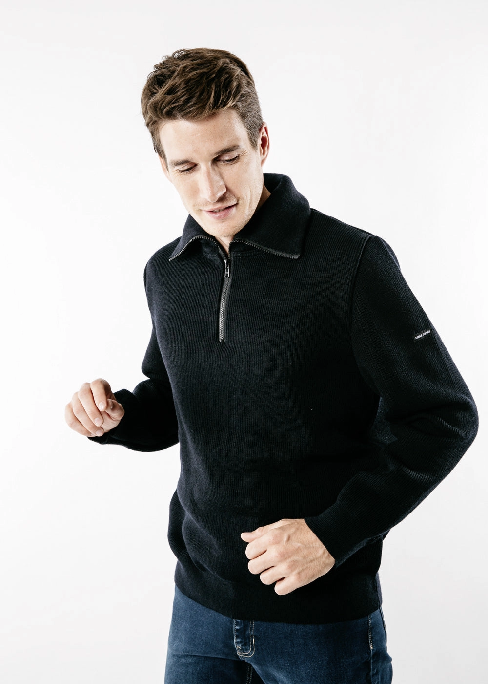 COTENTIN III - Quarter Zip Trucker Sweater (NAVY)