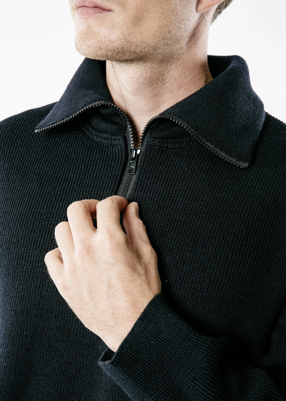 COTENTIN III - Quarter Zip Trucker Sweater (NAVY)