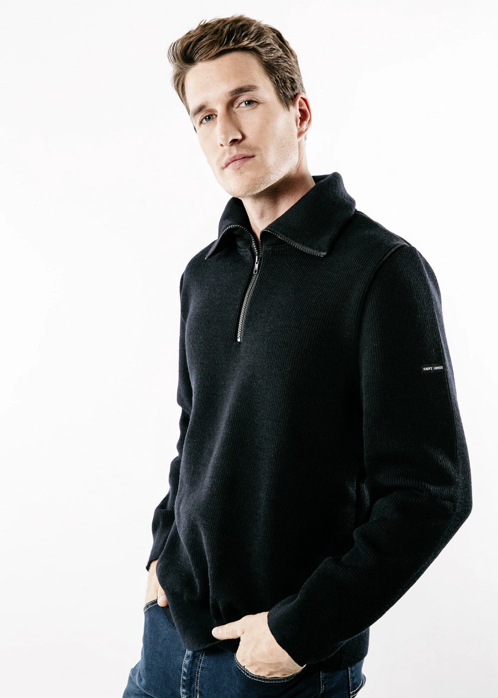 COTENTIN III - Quarter Zip Trucker Sweater (NAVY)