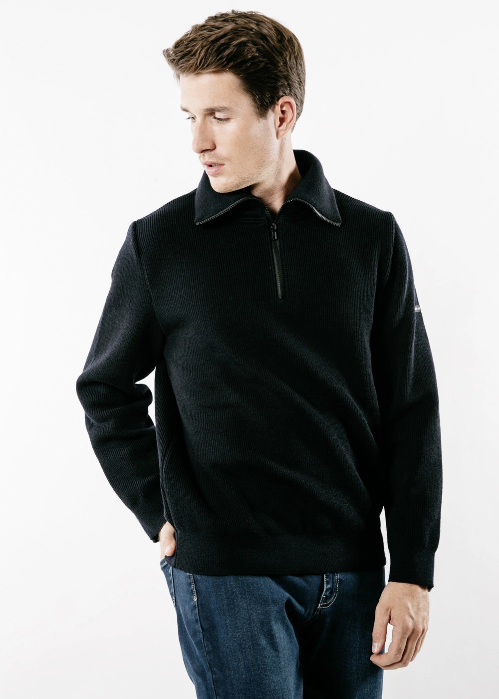 COTENTIN III - Quarter Zip Trucker Sweater (NAVY)