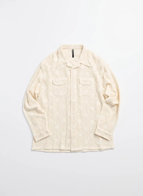 Cotton Lace Long Sleeve Open Collar Shirt
