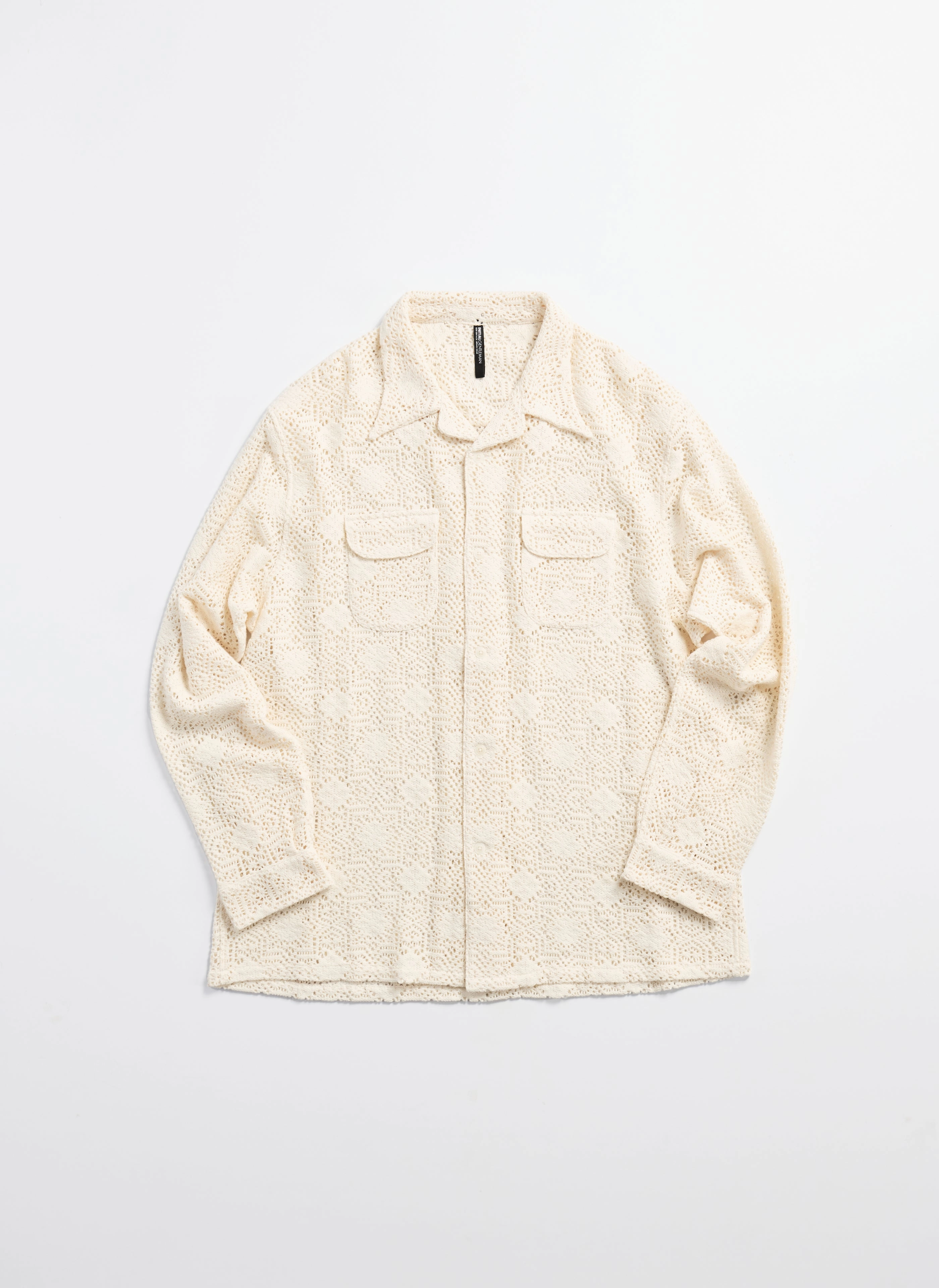 Cotton Lace Long Sleeve Open Collar Shirt