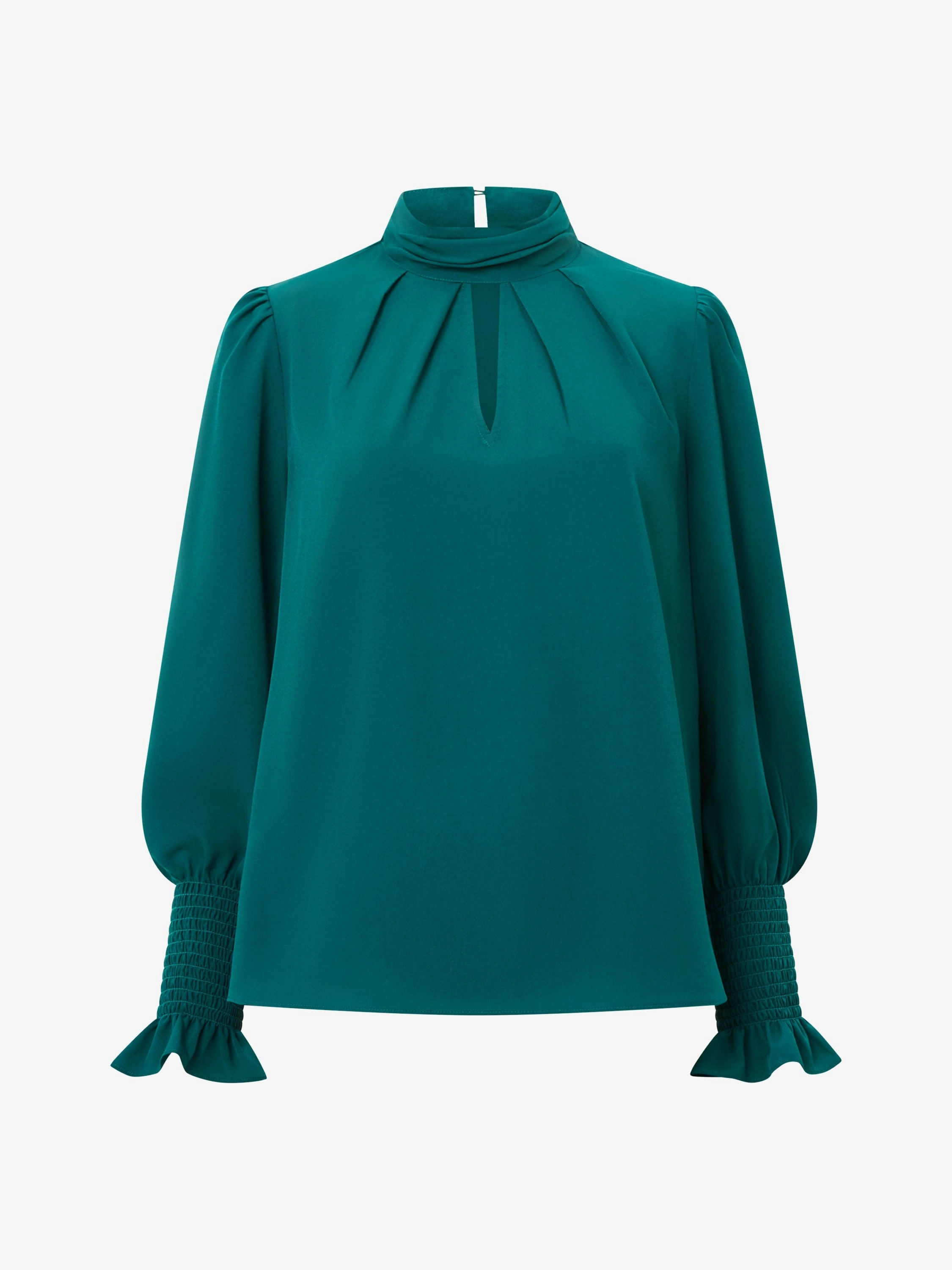Crepe Light High Neck Long Sleeve Top