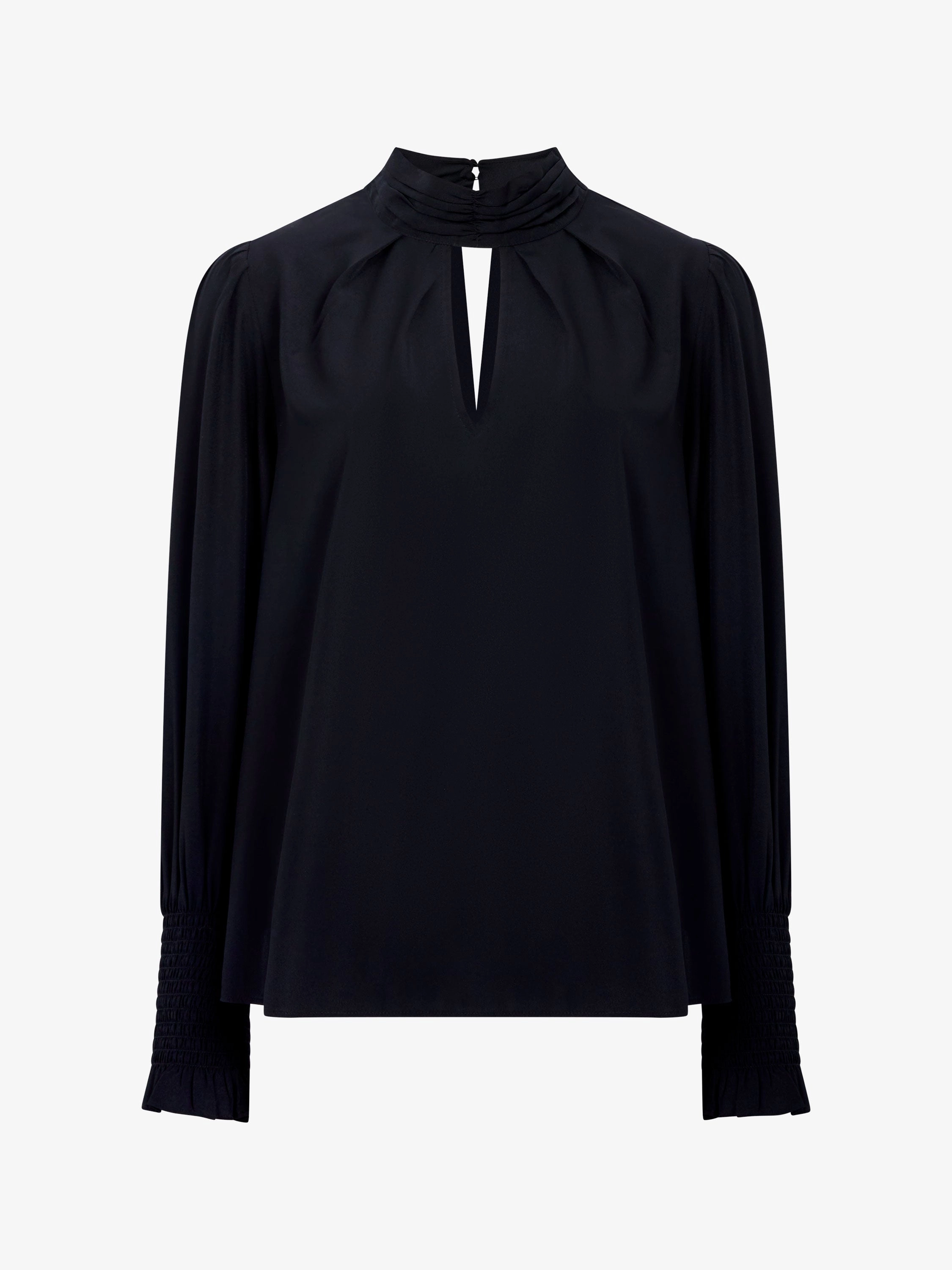 Crepe Light High Neck Long Sleeve Top