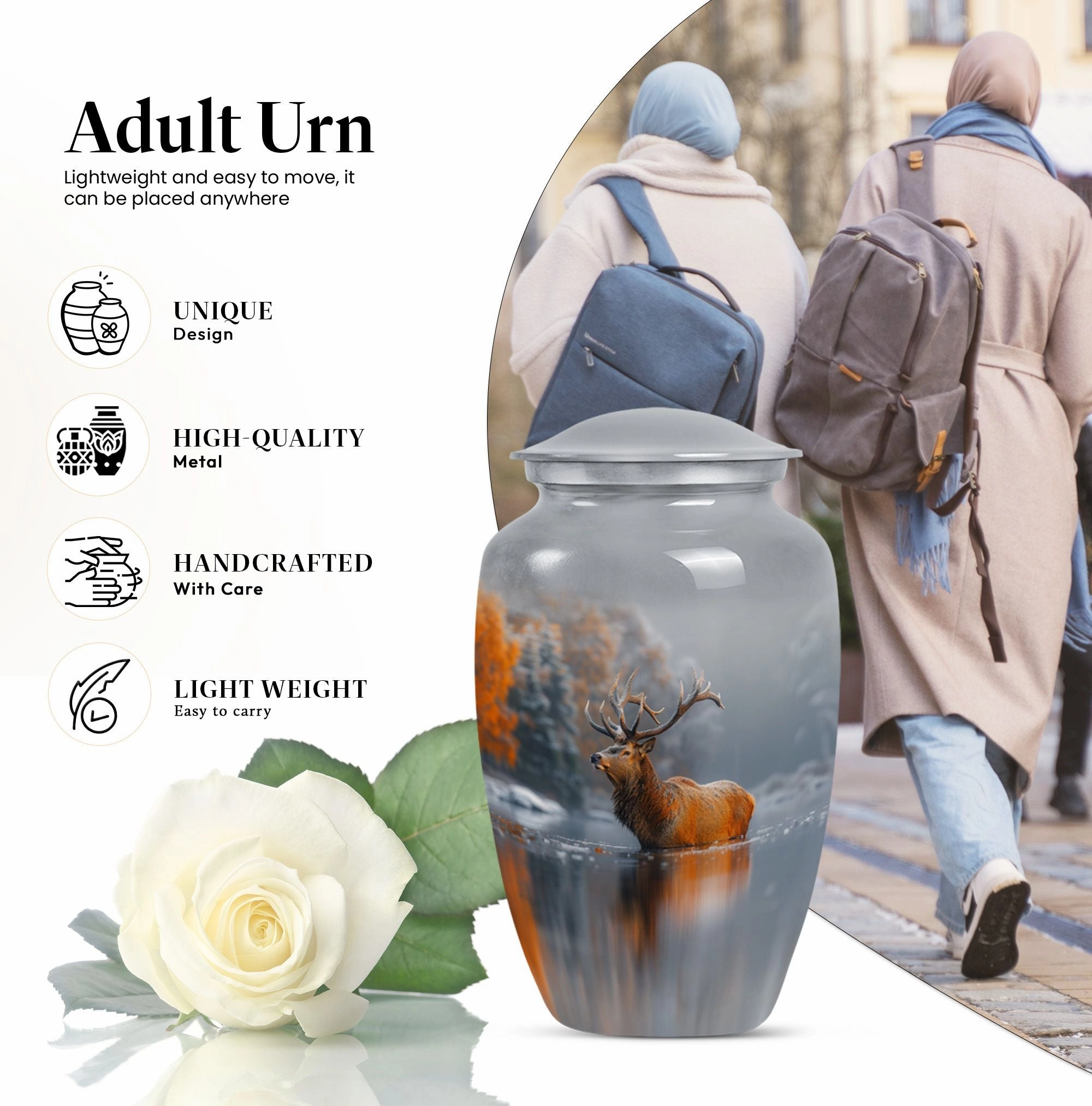 Deer Urn Remembrance - Memorial Ashes Cremation Urn for Adult