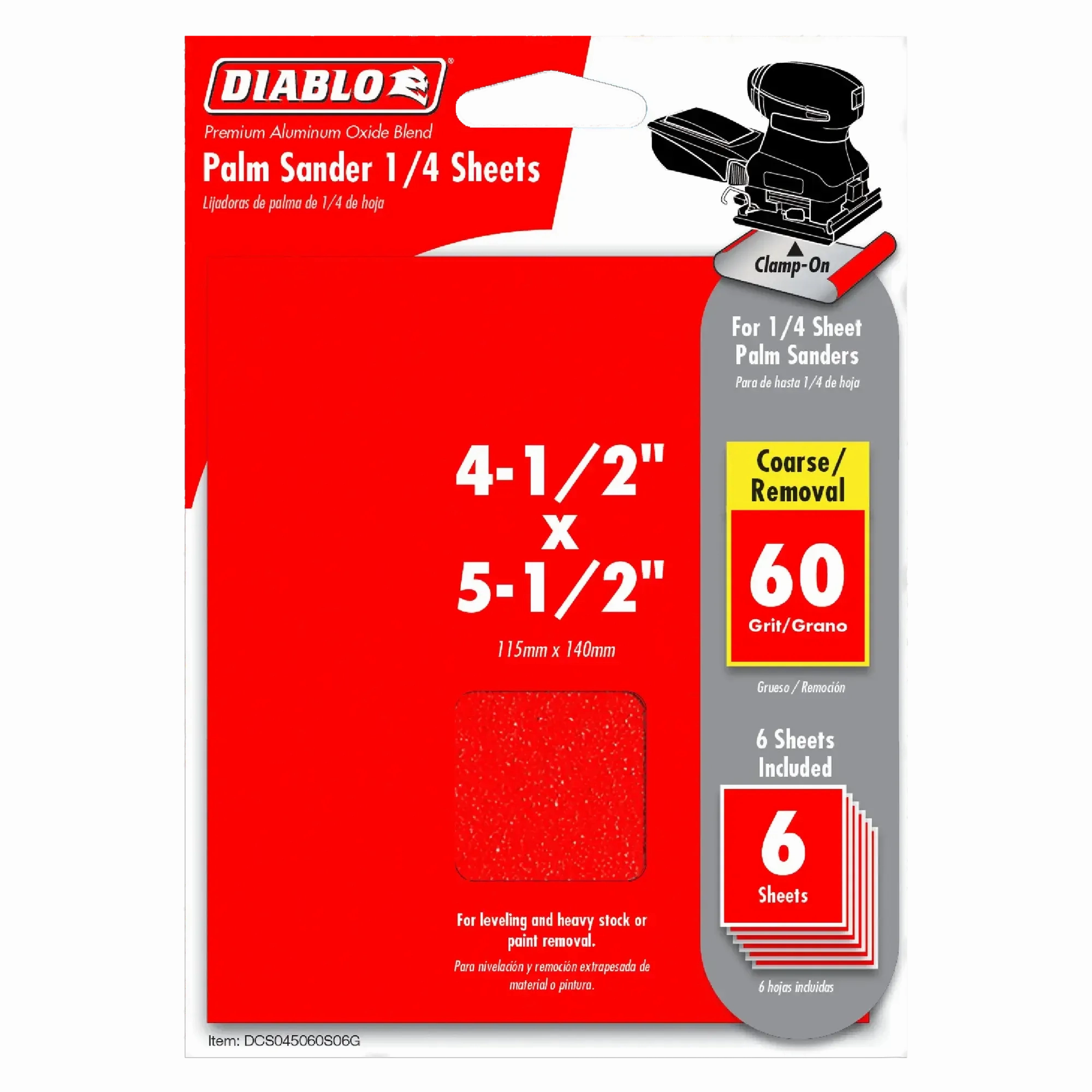 Diablo 4-1/2" x 5-1/2" Palm Sander 1/4 Sanding Sheets (6pk)