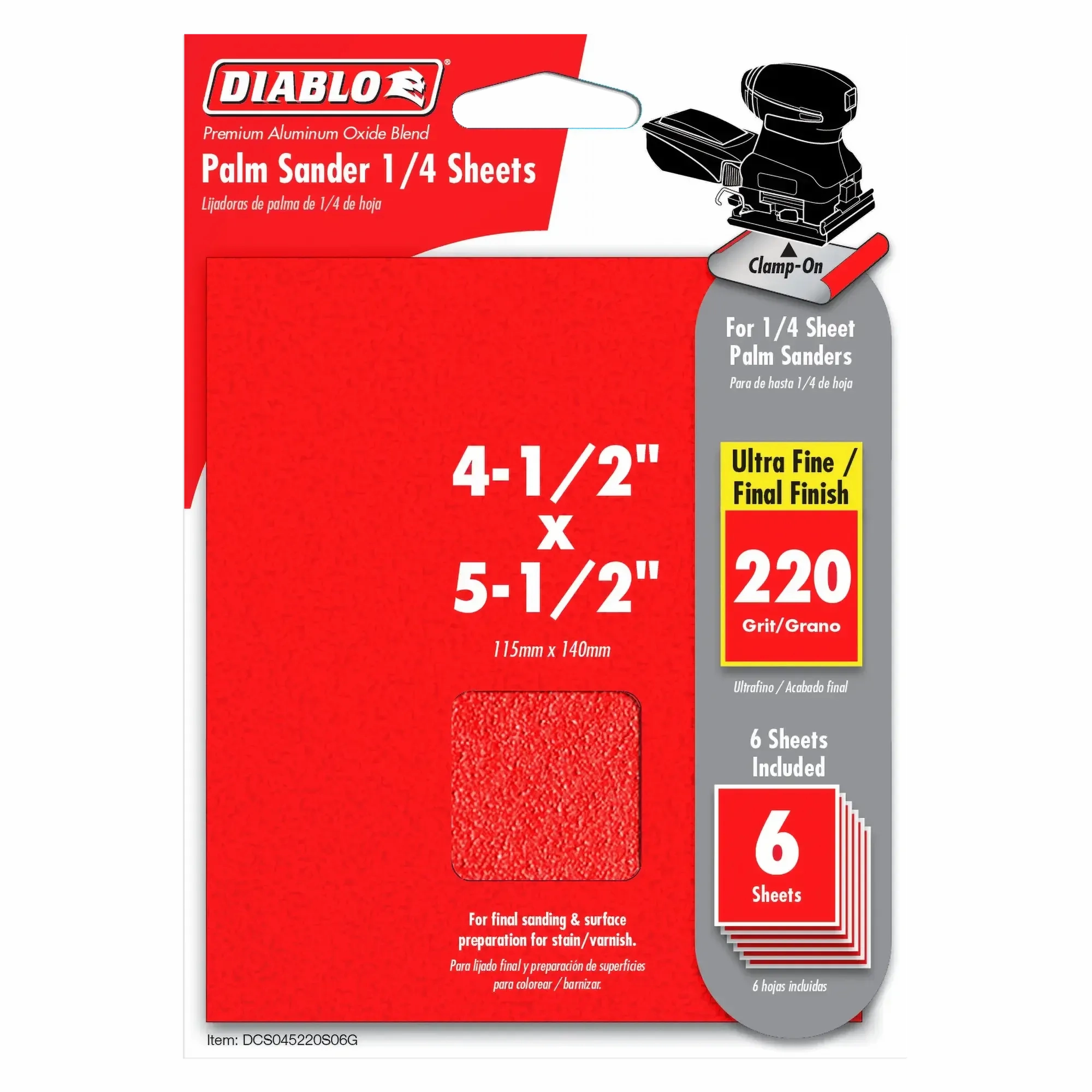 Diablo 4-1/2" x 5-1/2" Palm Sander 1/4 Sanding Sheets (6pk)