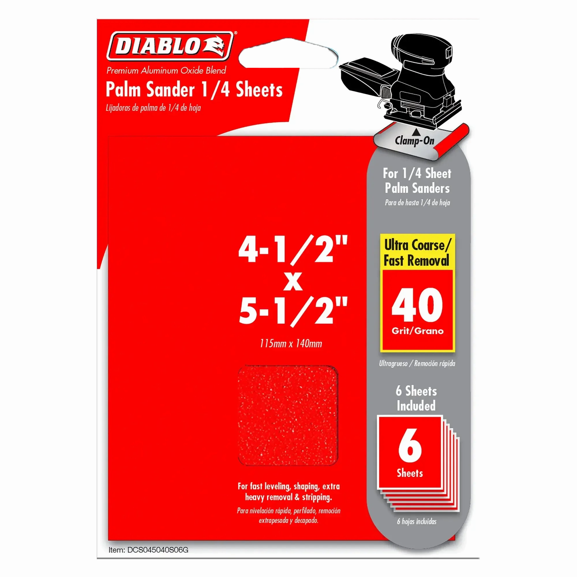 Diablo 4-1/2" x 5-1/2" Palm Sander 1/4 Sanding Sheets (6pk)