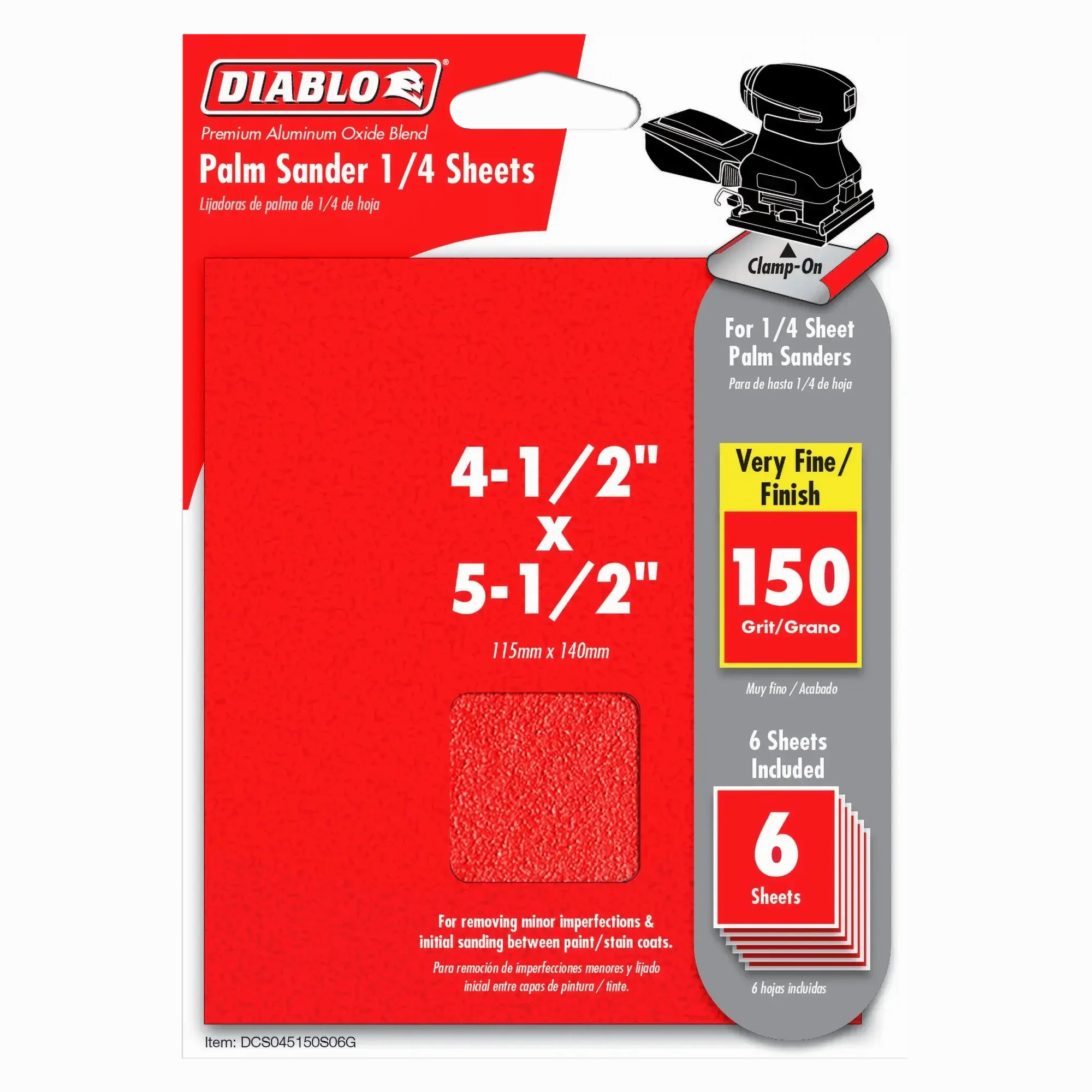 Diablo 4-1/2" x 5-1/2" Palm Sander 1/4 Sanding Sheets (6pk)