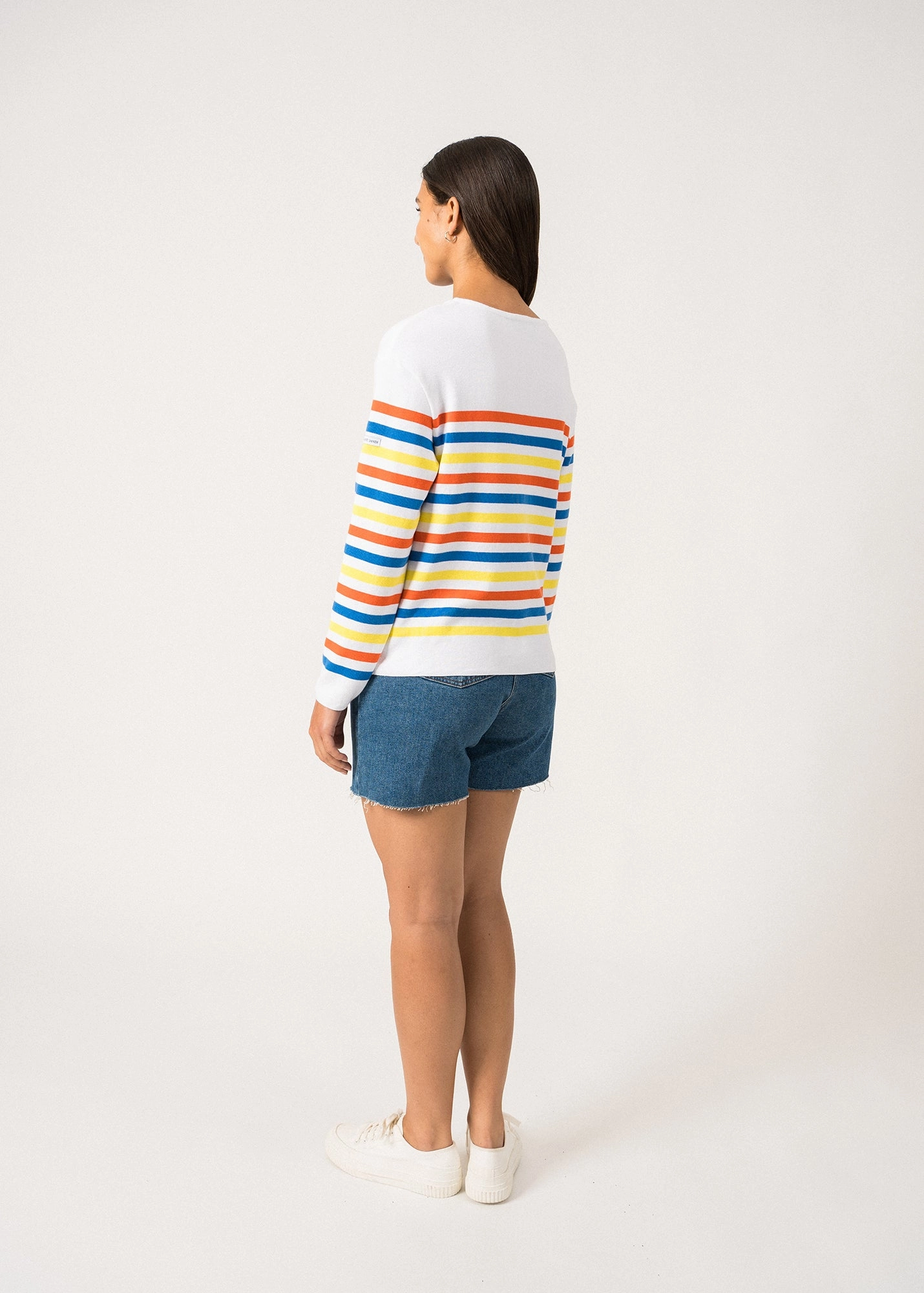 ECRINS COTTON - Tricolor Striped Sweater in Coton for Women  (CAP GRAPHIC)