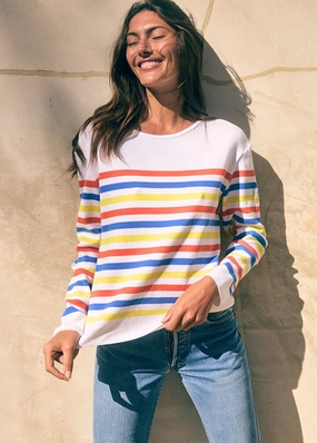 ECRINS COTTON - Tricolor Striped Sweater in Coton for Women  (CAP GRAPHIC)
