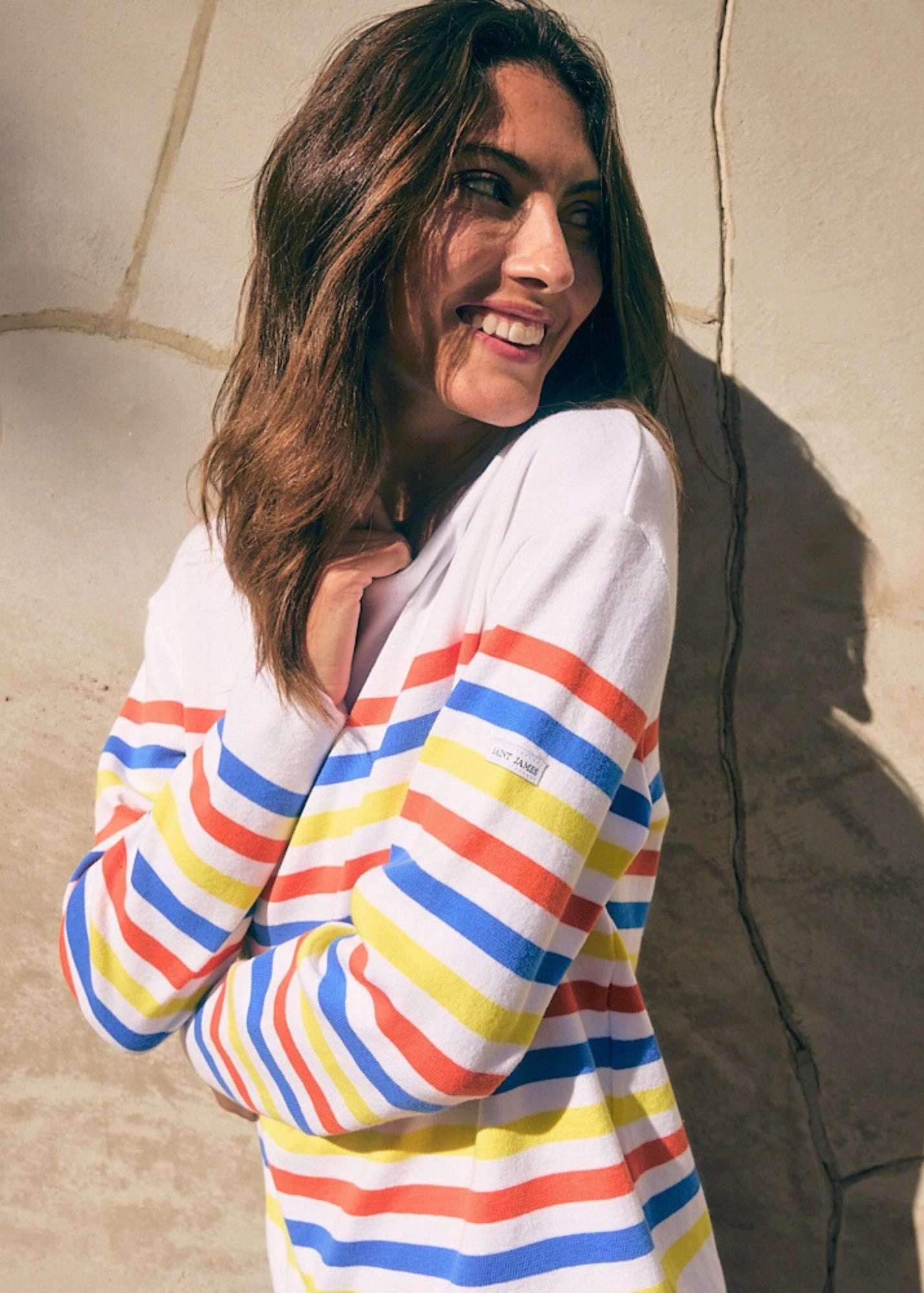 ECRINS COTTON - Tricolor Striped Sweater in Coton for Women  (CAP GRAPHIC)