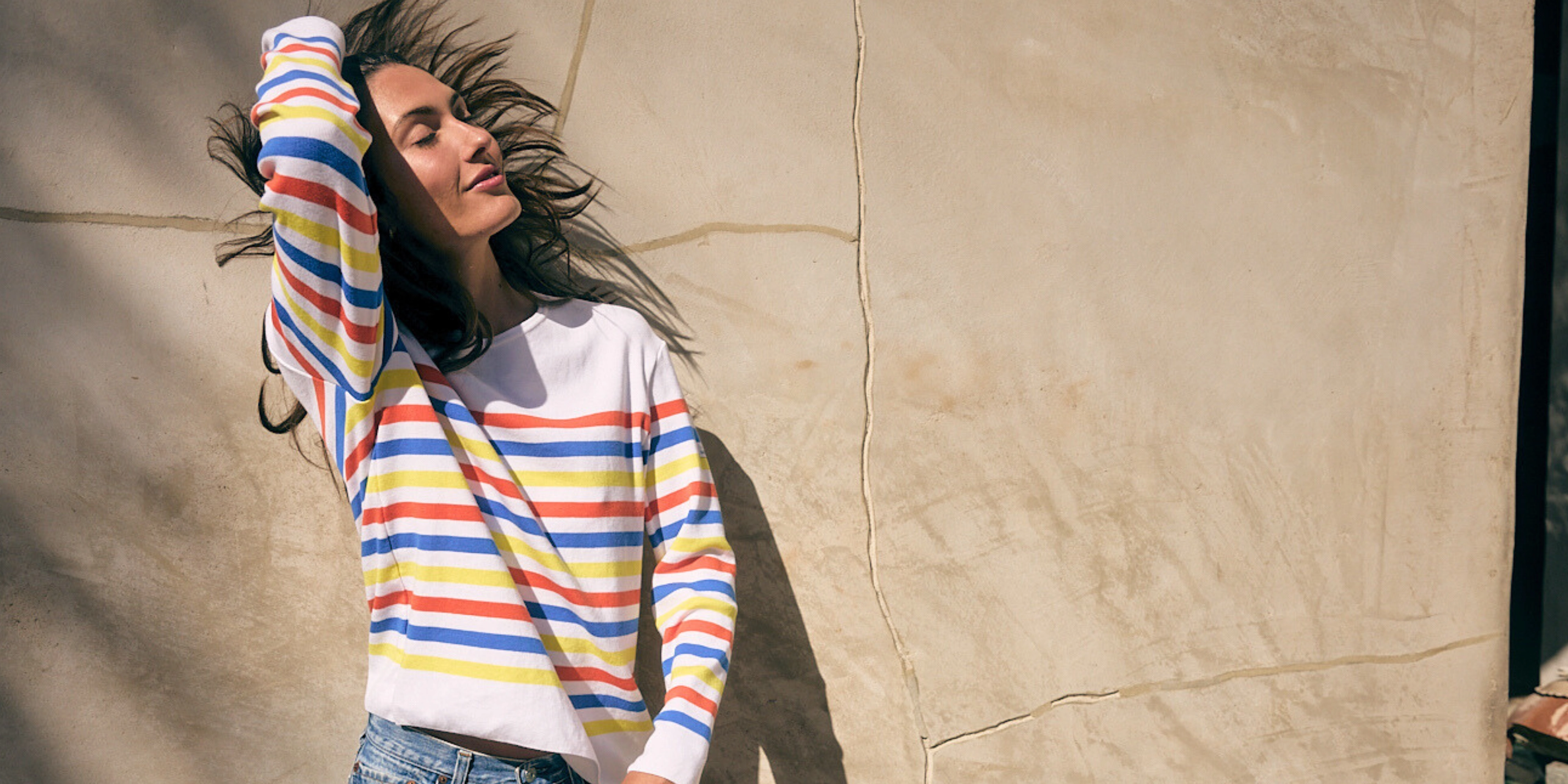 ECRINS COTTON - Tricolor Striped Sweater in Coton for Women  (CAP GRAPHIC)