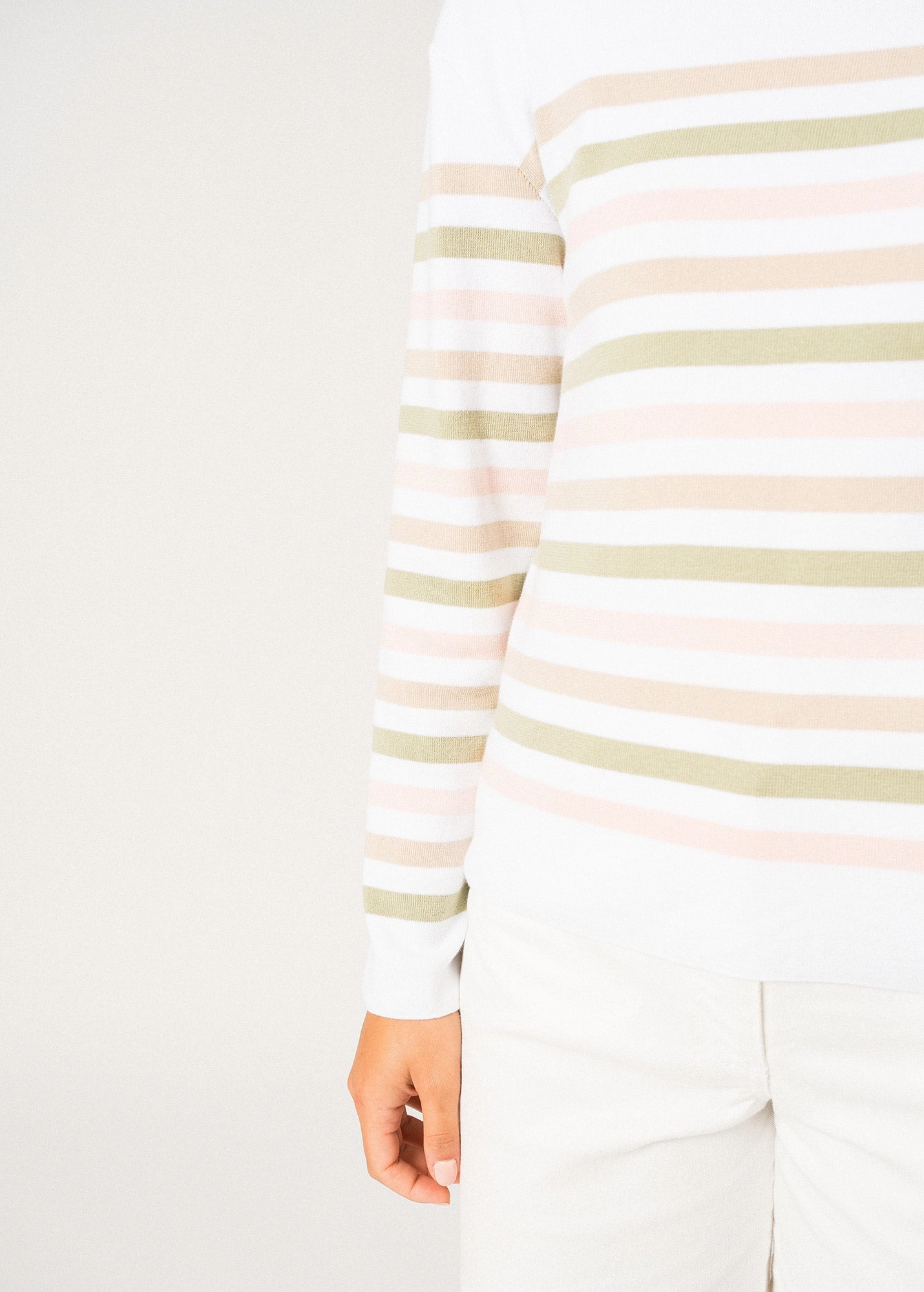 ECRINS COTTON - Tricolor Striped Sweater in Coton for Women  (PROMENADE)