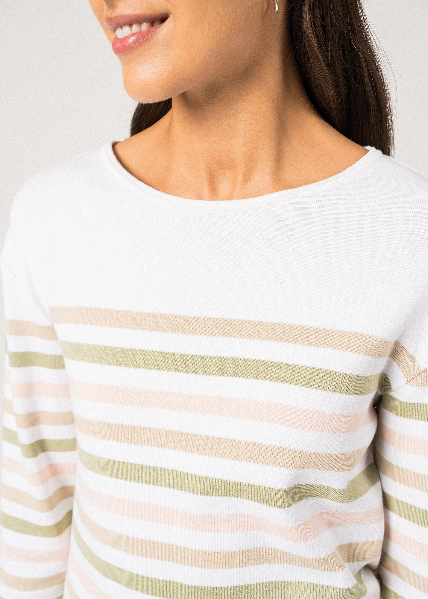 ECRINS COTTON - Tricolor Striped Sweater in Coton for Women  (PROMENADE)