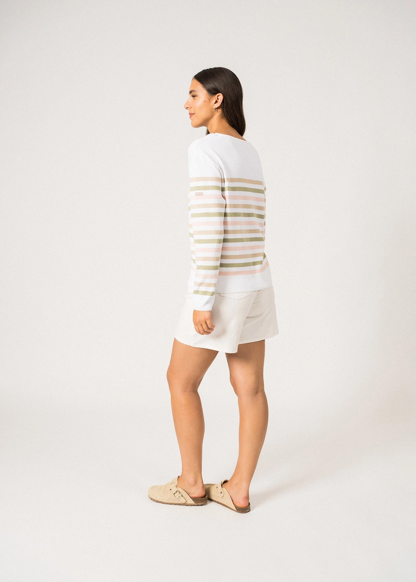 ECRINS COTTON - Tricolor Striped Sweater in Coton for Women  (PROMENADE)