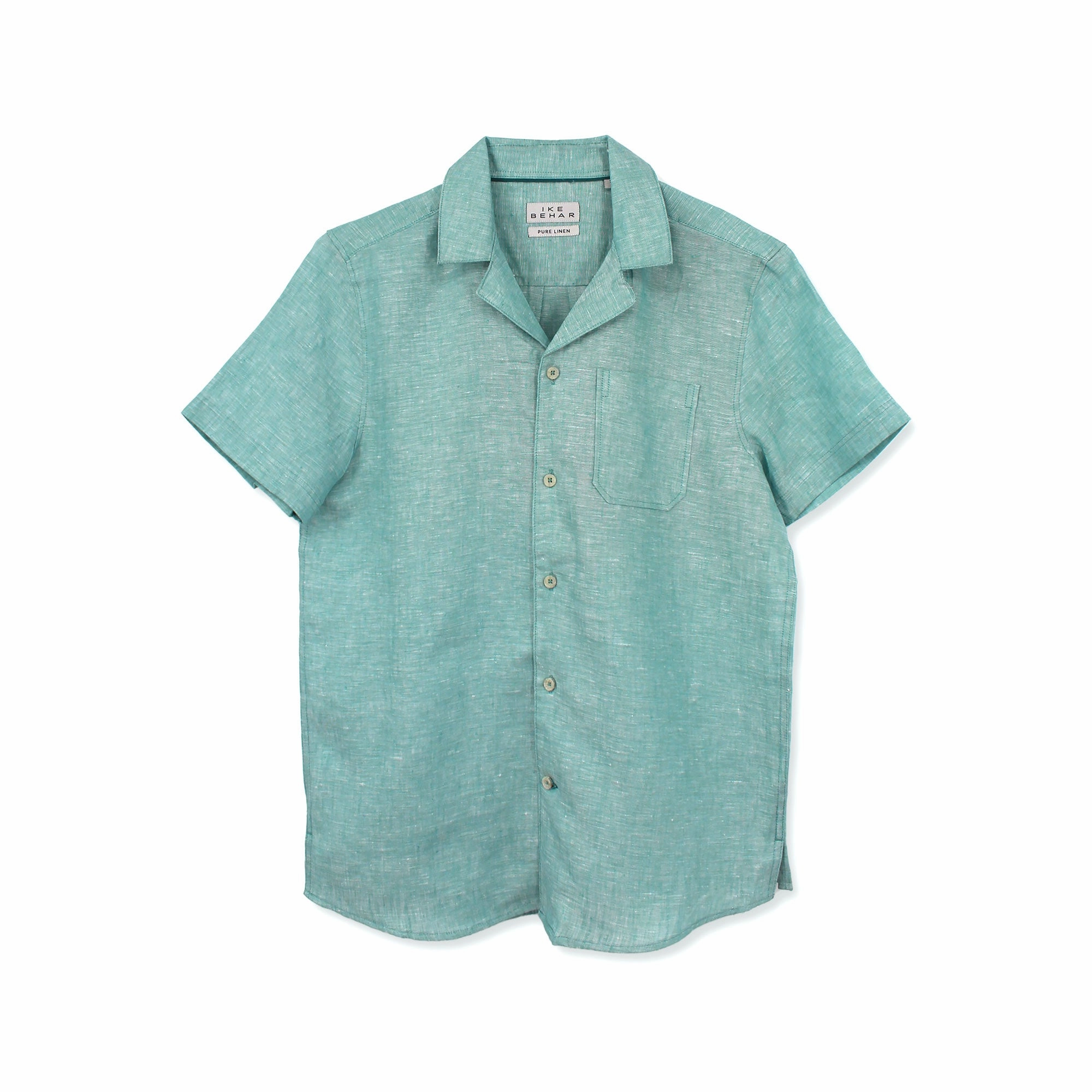 Erinite Teal Pure Linen Camp Shirt