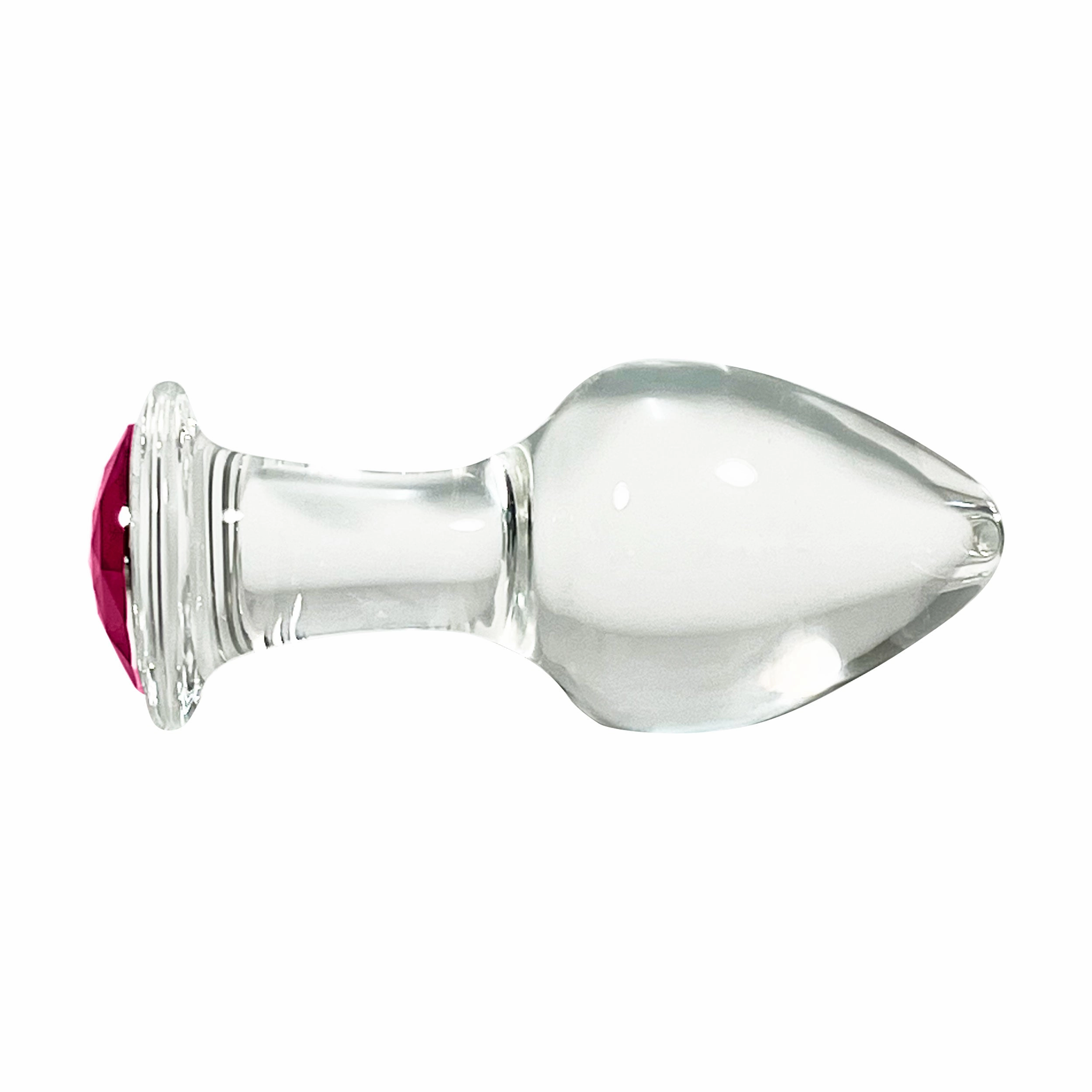 Fetish Pleasure Play Large Glass Pink Jeweled Butt Plug