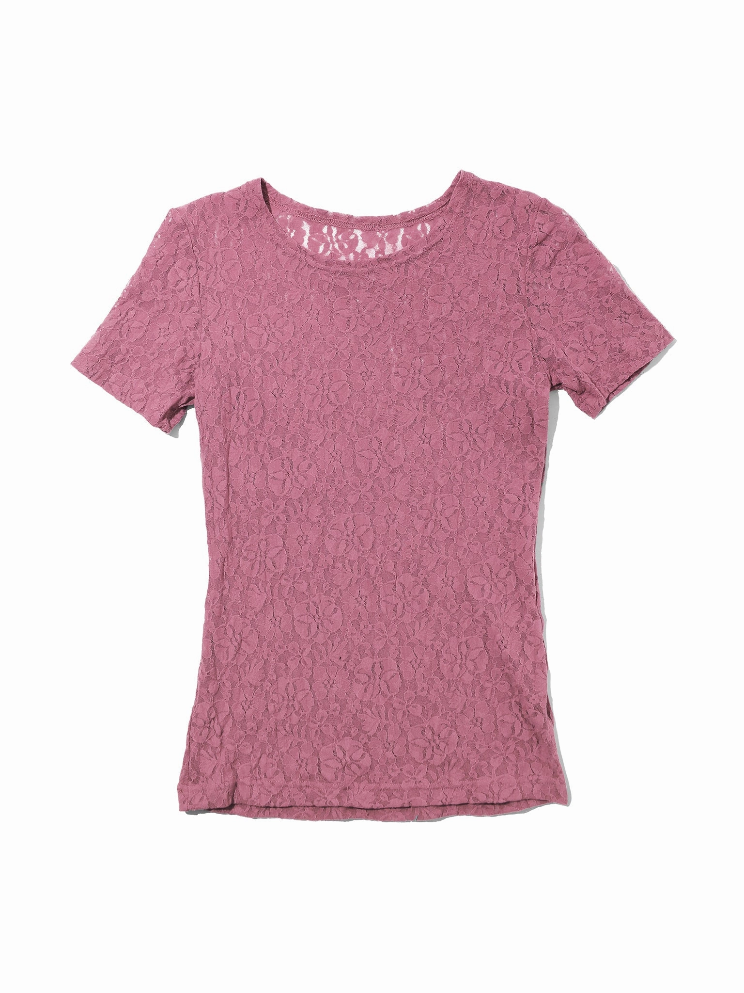 Flora Lace Short Sleeve Top Mauve Orchid Pink