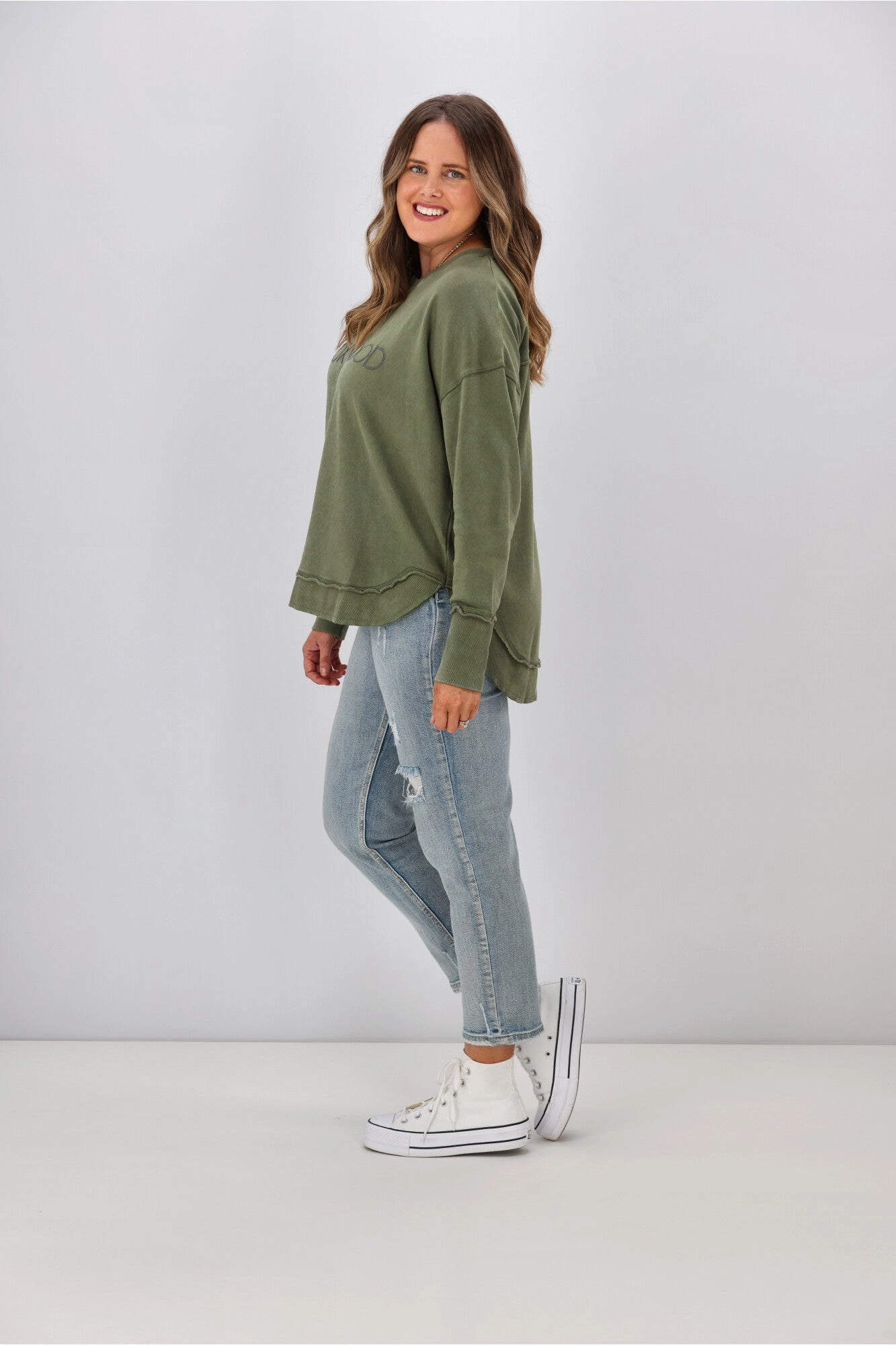 Foxwood Washed Simplified Crew Khaki
