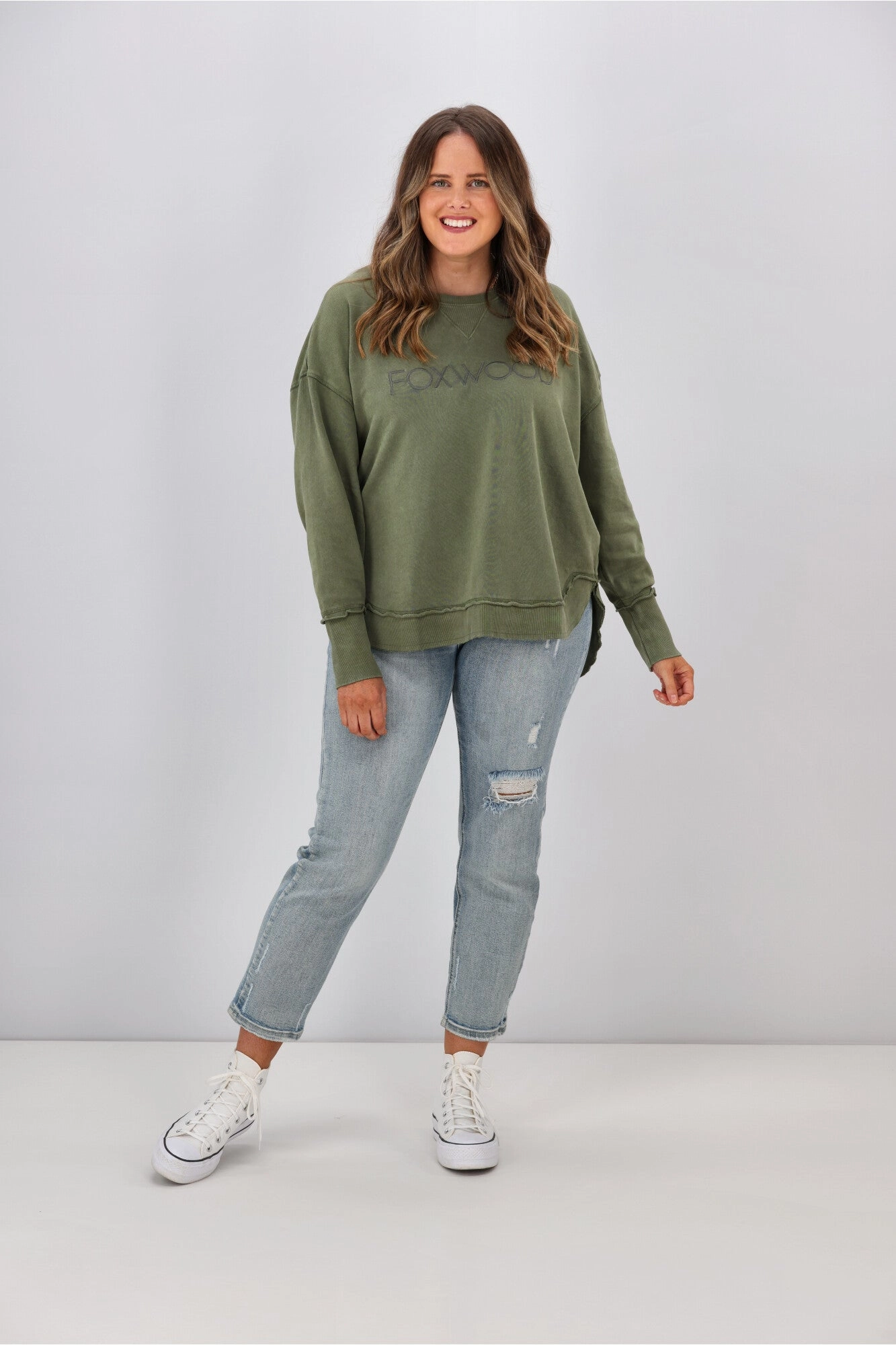 Foxwood Washed Simplified Crew Khaki