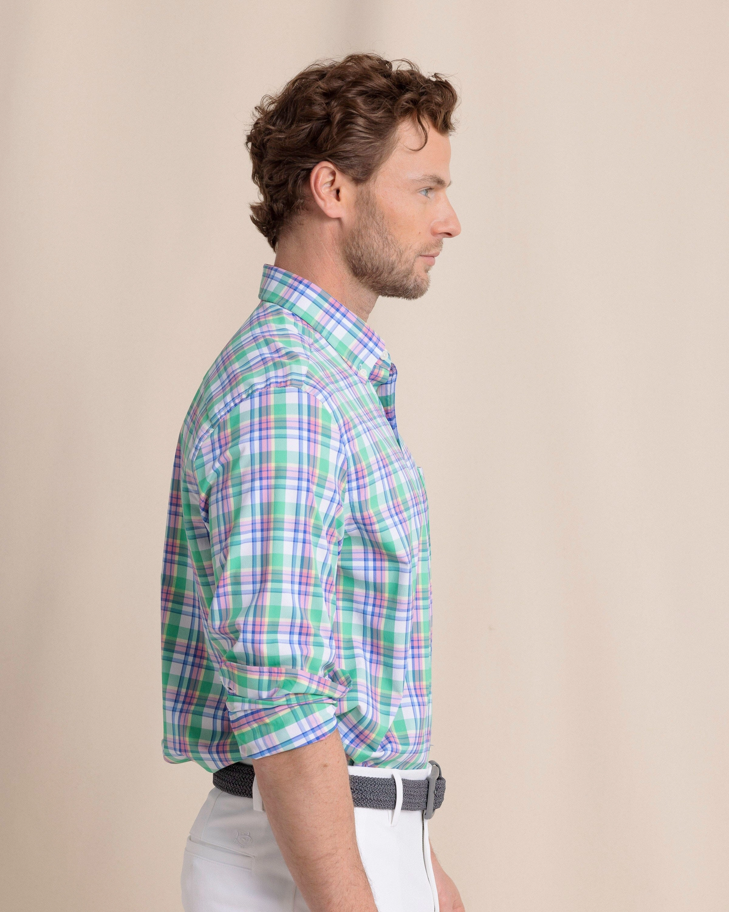 Gaspee Plaid Intercoastal Long Sleeve Sport Shirt