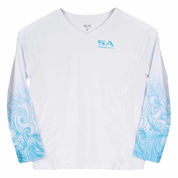 Girls Performance Long Sleeve Shirt | White | Tidal Waves