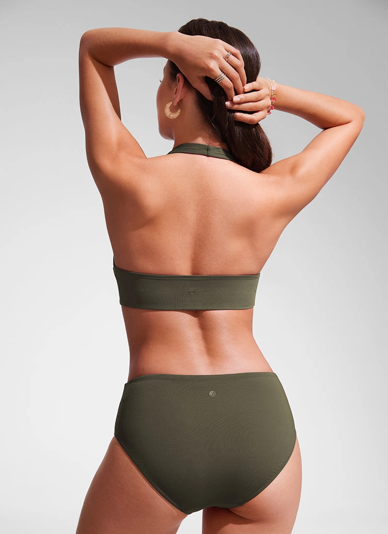 Halter Bikini Tops V Neck Sexy Backless Swimsuit Padded