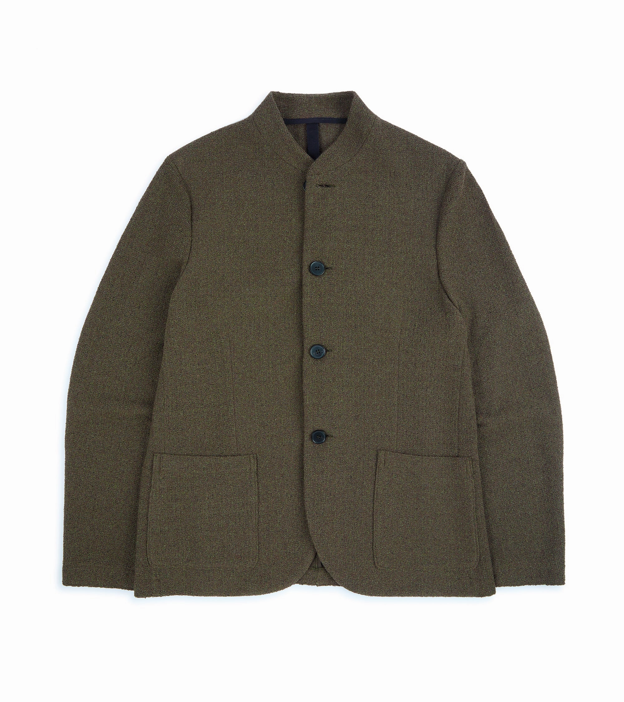Harris Wharf Cotton Blend Boucle Nehru Jacket: Hunting Green