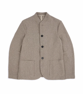 Harris Wharf Cotton Blend Boucle Nehru Jacket: Taupe