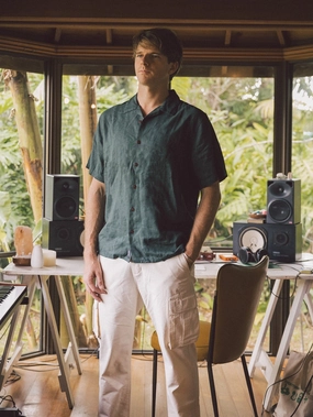 Hemp Minimal Thrills Bowling Shirt - Deep Emerald