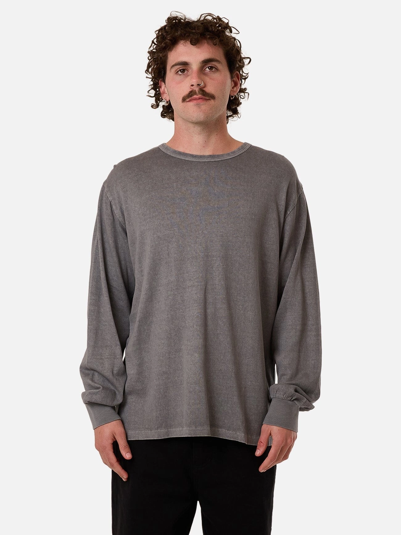 Hemp Thrills Embro Merch Fit Long Sleeve Tee - Grey Ash