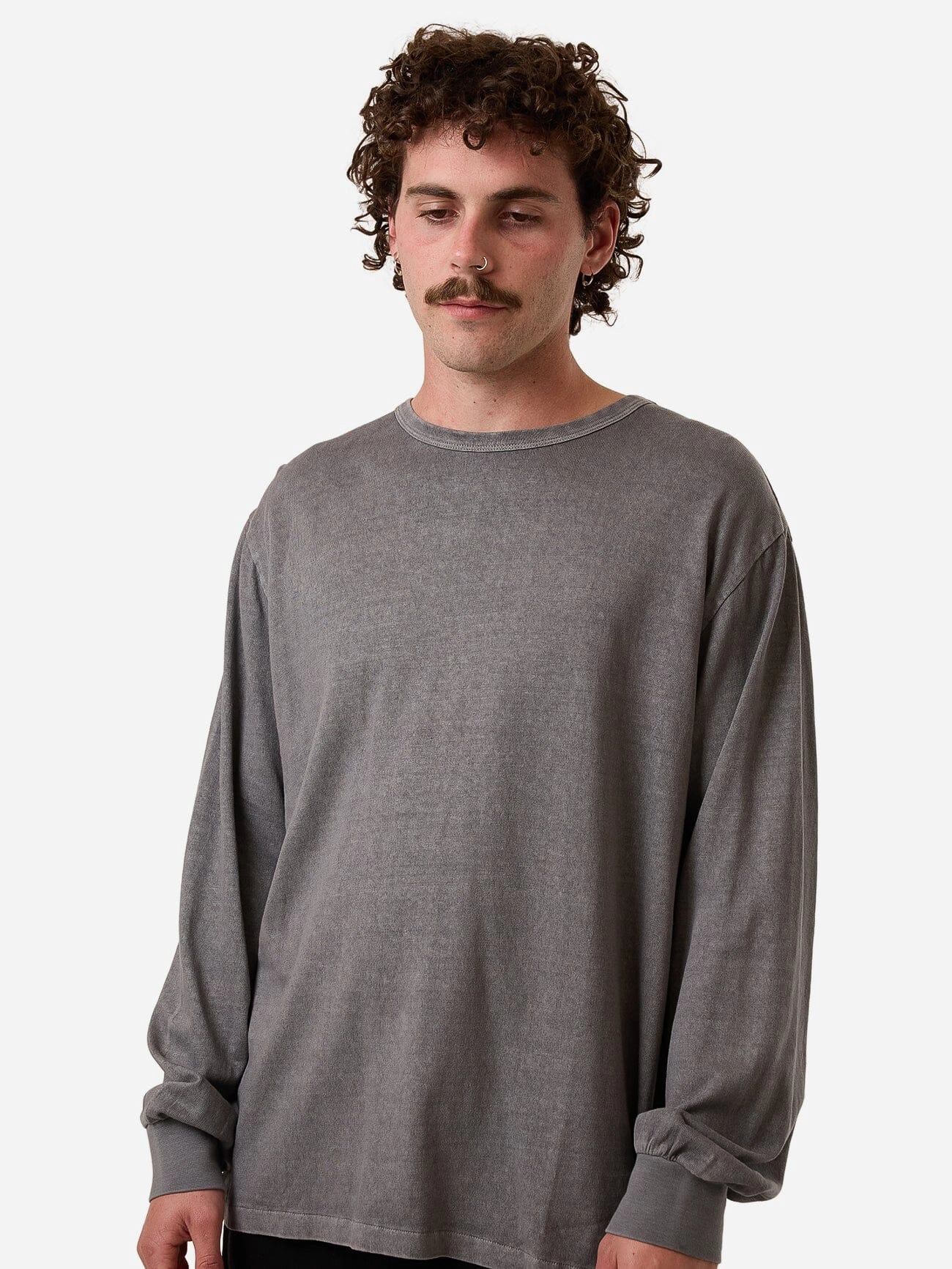 Hemp Thrills Embro Merch Fit Long Sleeve Tee - Grey Ash