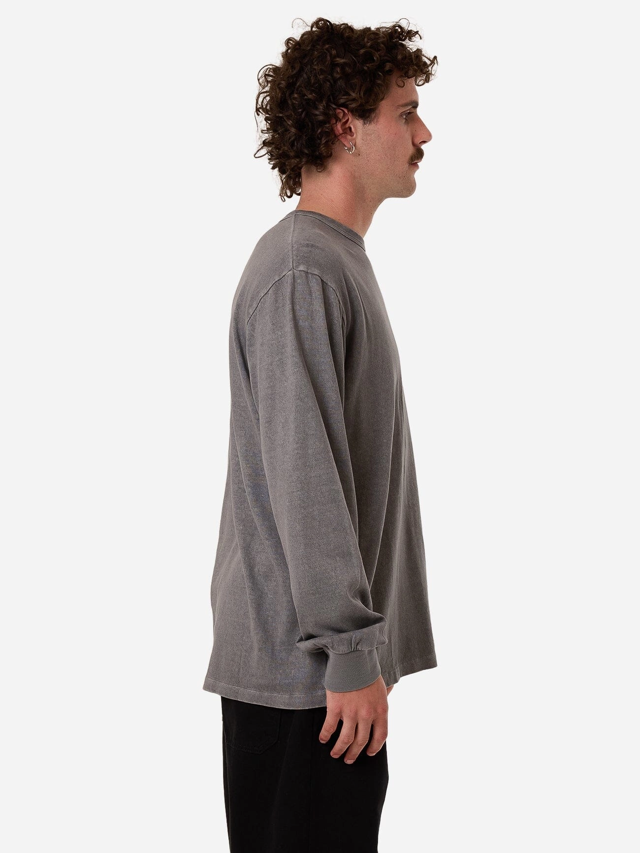 Hemp Thrills Embro Merch Fit Long Sleeve Tee - Grey Ash