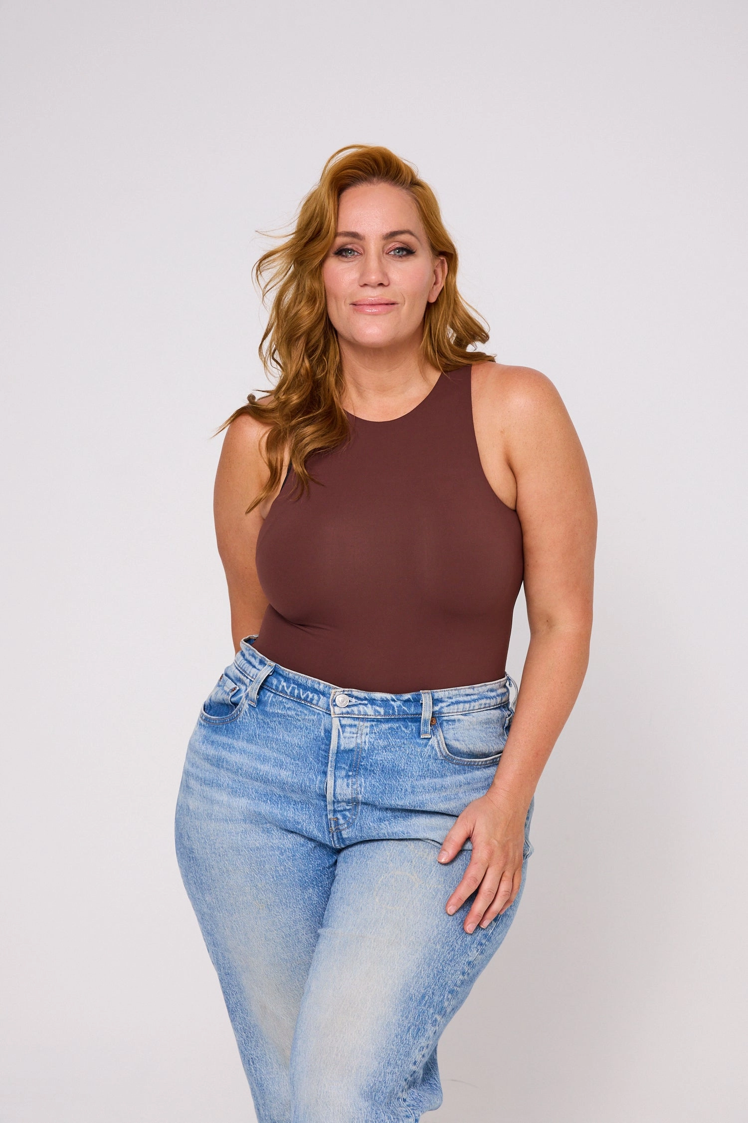 High Neck Tank Bodysuit - Nude