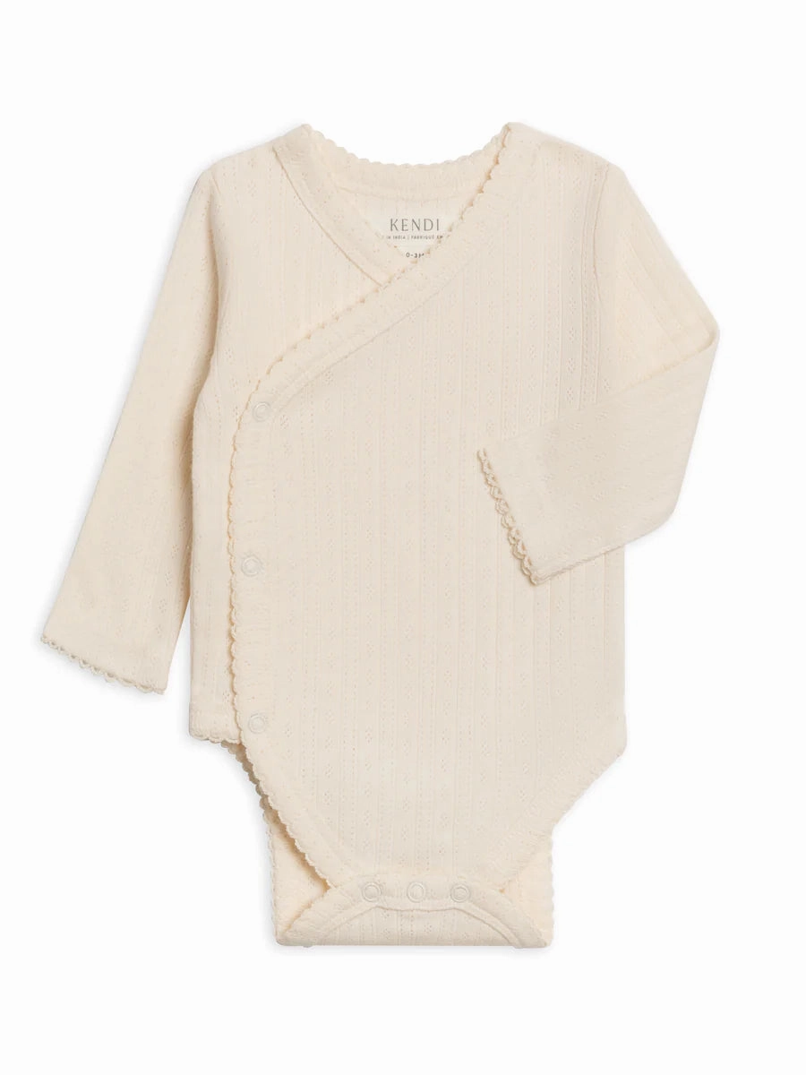 Hilda Pointelle Kimono Bodysuit - Ivory
