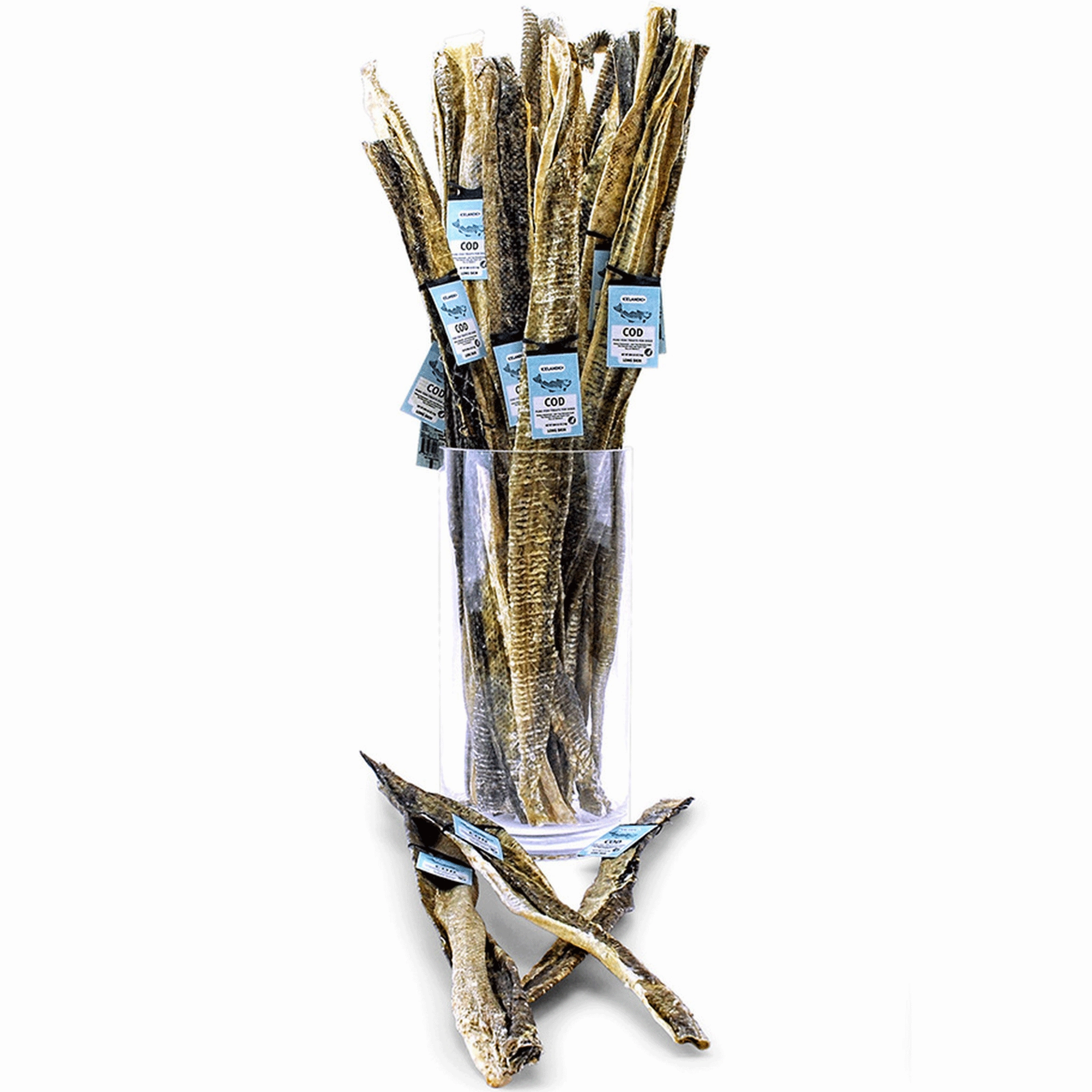Icelandic  Single Long Cod Skin Strip Dog Treat