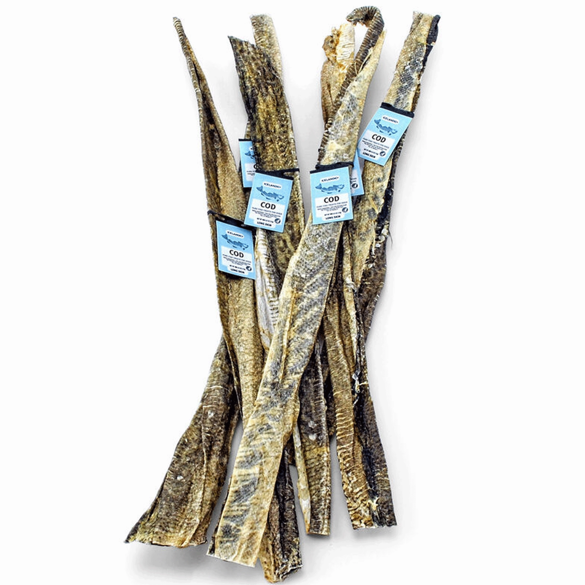 Icelandic  Single Long Cod Skin Strip Dog Treat