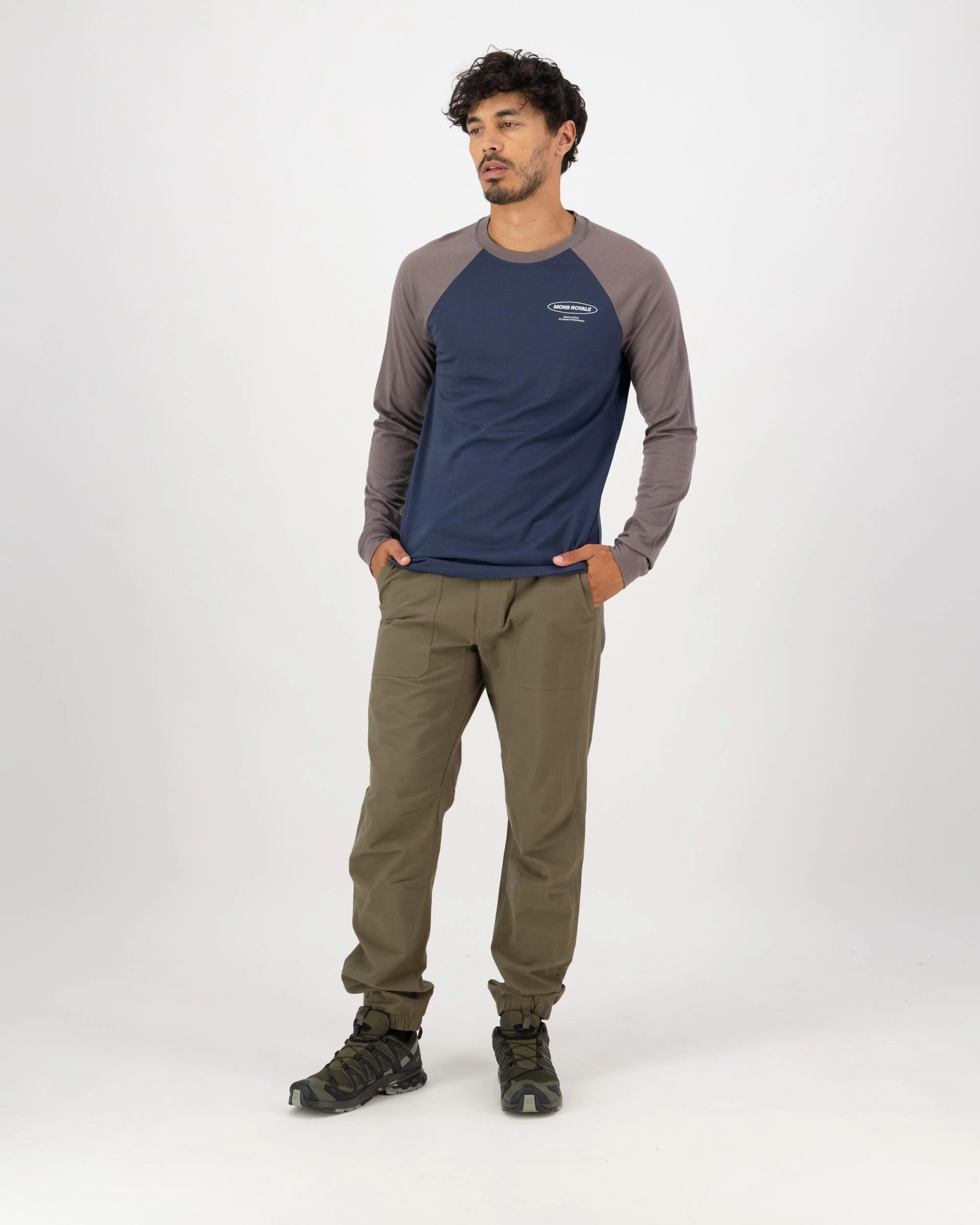 Icon Merino Raglan Long Sleeve - Midnight / Iron