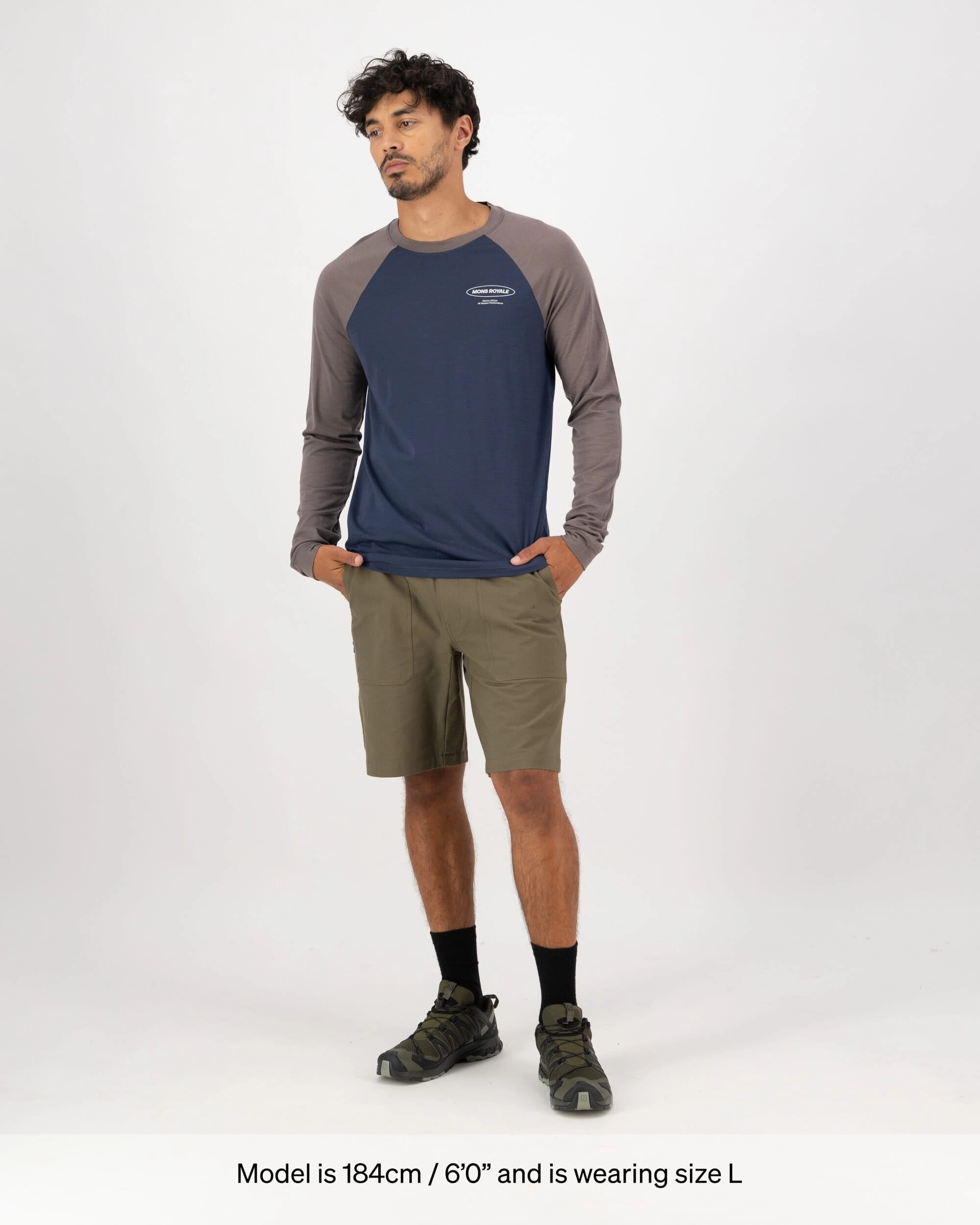 Icon Merino Raglan Long Sleeve - Midnight / Iron