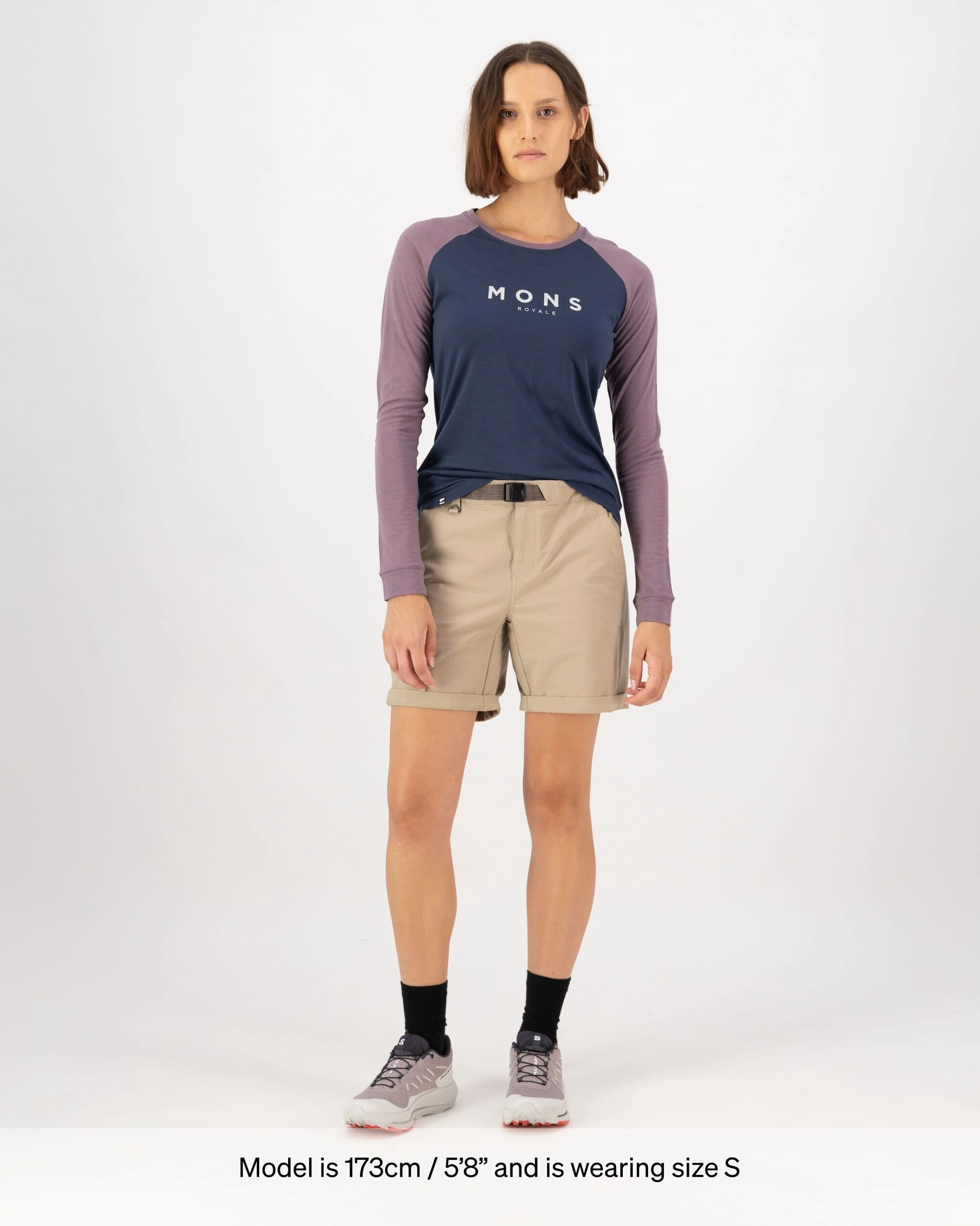 Icon Merino Raglan Long Sleeve - Midnight / Mauve