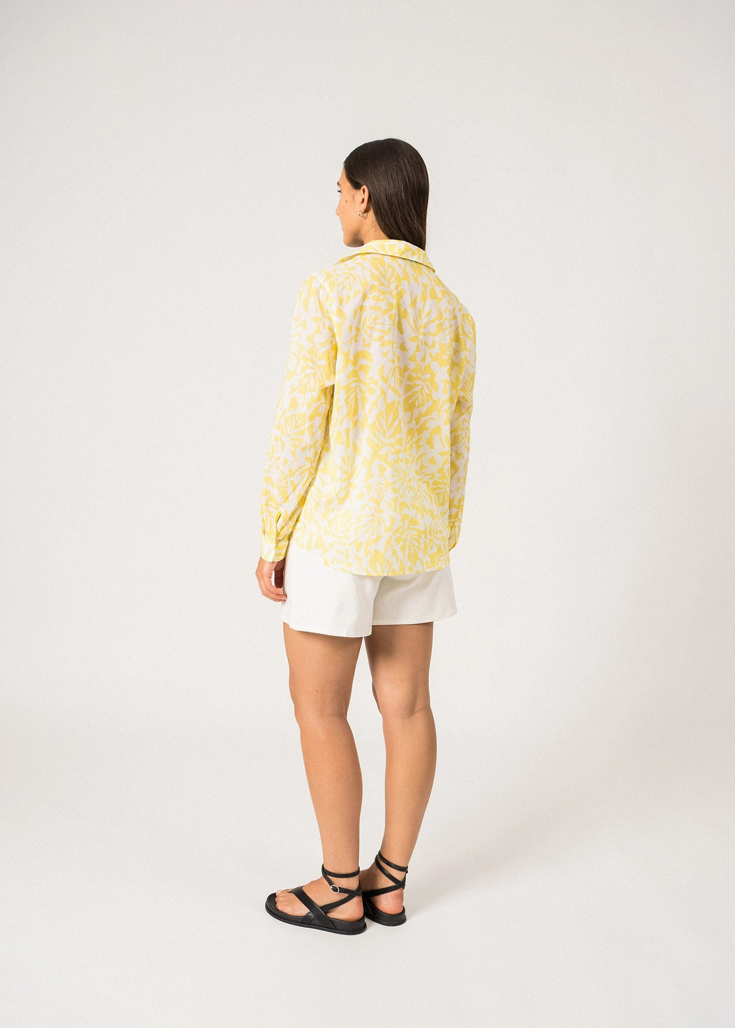 JEANNE - Shirt with Floral Motifs for Women | Light Cotton  (WHITE / YELLOW)