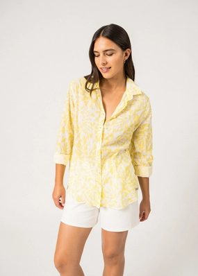 JEANNE - Shirt with Floral Motifs for Women | Light Cotton  (WHITE / YELLOW)