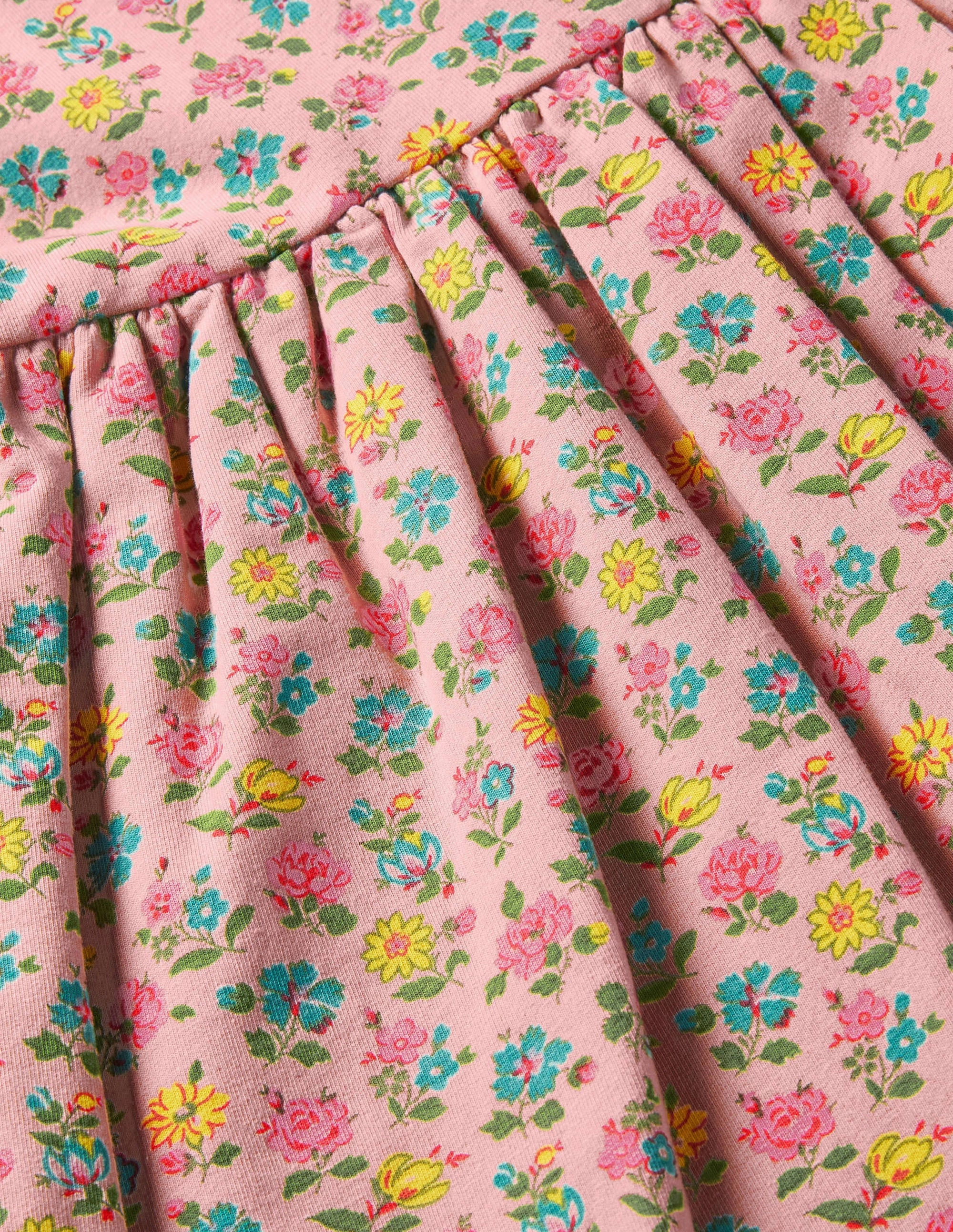 Jersey Sweatshirt Dress-Provence Pink Patchwork Floral